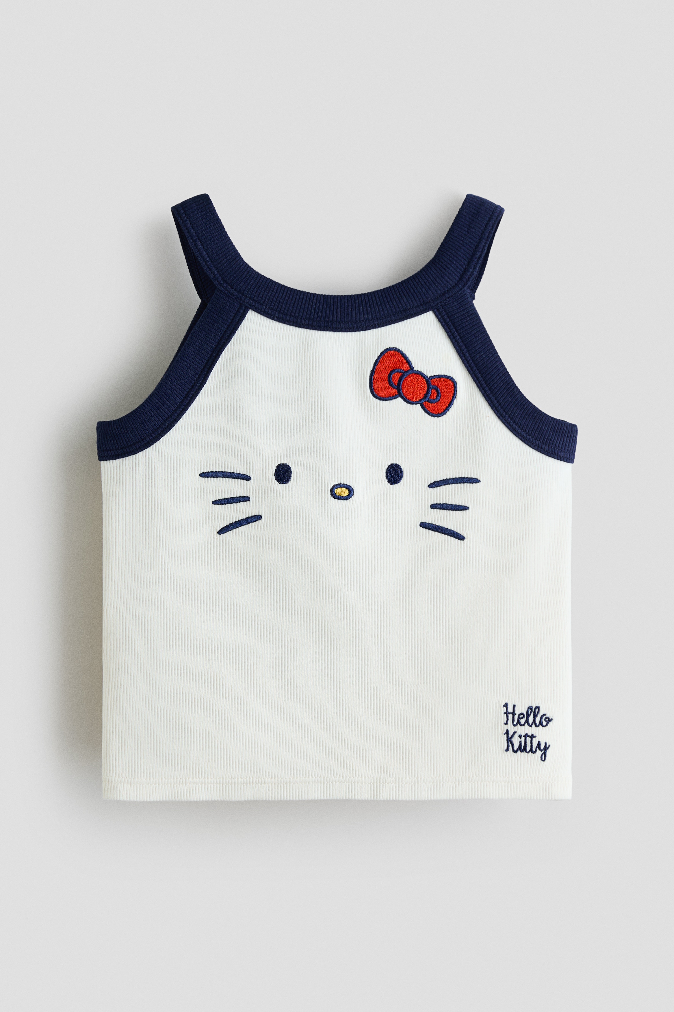 Ribbed motif-detail vest top - White/Hello Kitty/Navy blue/Hello Kitty/Light blue/Cinnamoroll