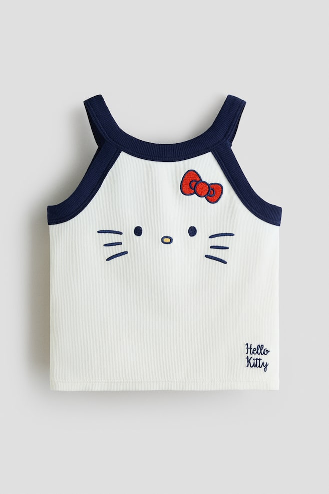 Ribbed Tank Top with Motif - White/Hello Kitty/Light blue/Cinnamoroll/Navy blue/Hello Kitty - 1
