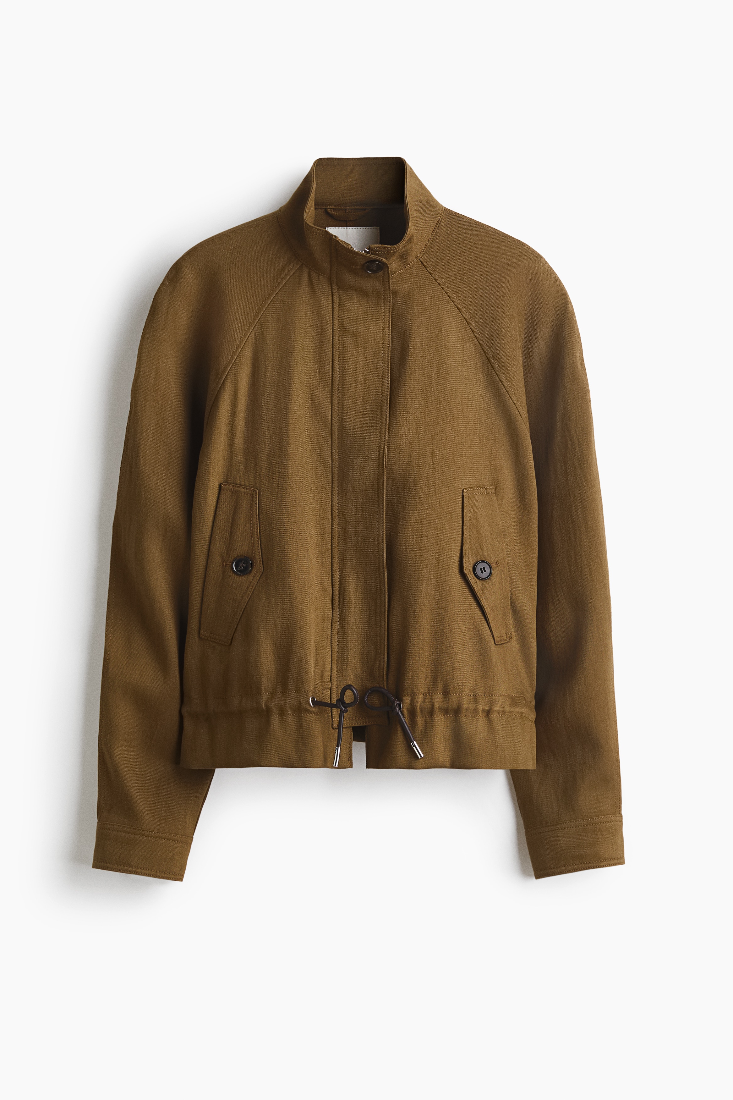 Oversized Jacke aus Leinenmix - Dunkelbeige/Hellbeige
