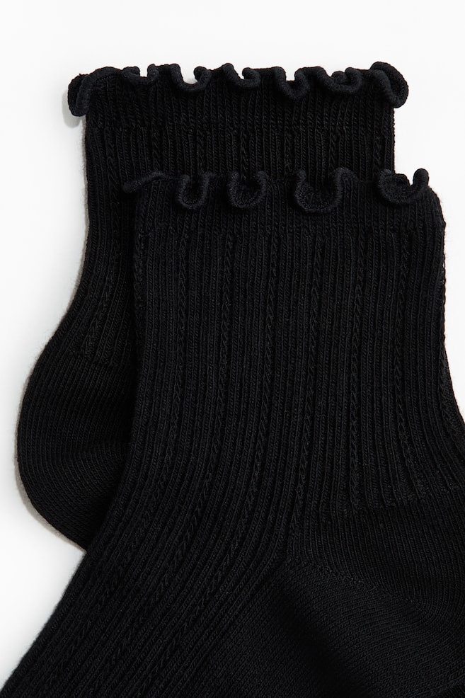 Calzini alla caviglia in maglia a coste 3 paia-Nero - 3