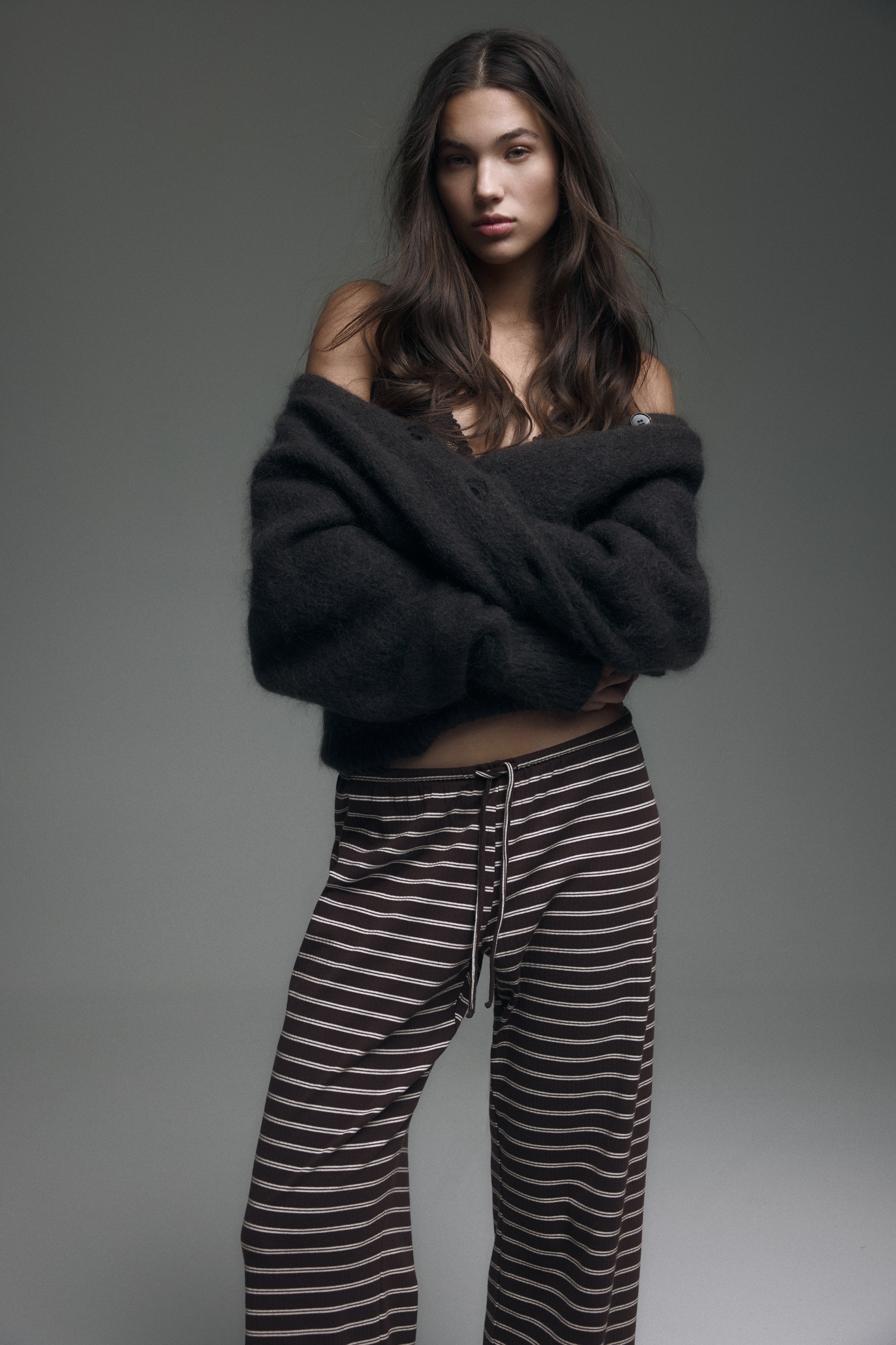 Bukser i bomuldsblanding - Mørkebrun/Stribet/Sort/Stribet/Hvid/Rosastribet/Hvid/Lys rosastribet/Hvid/Lyseblåstribet/Mørkebrun/Stribet