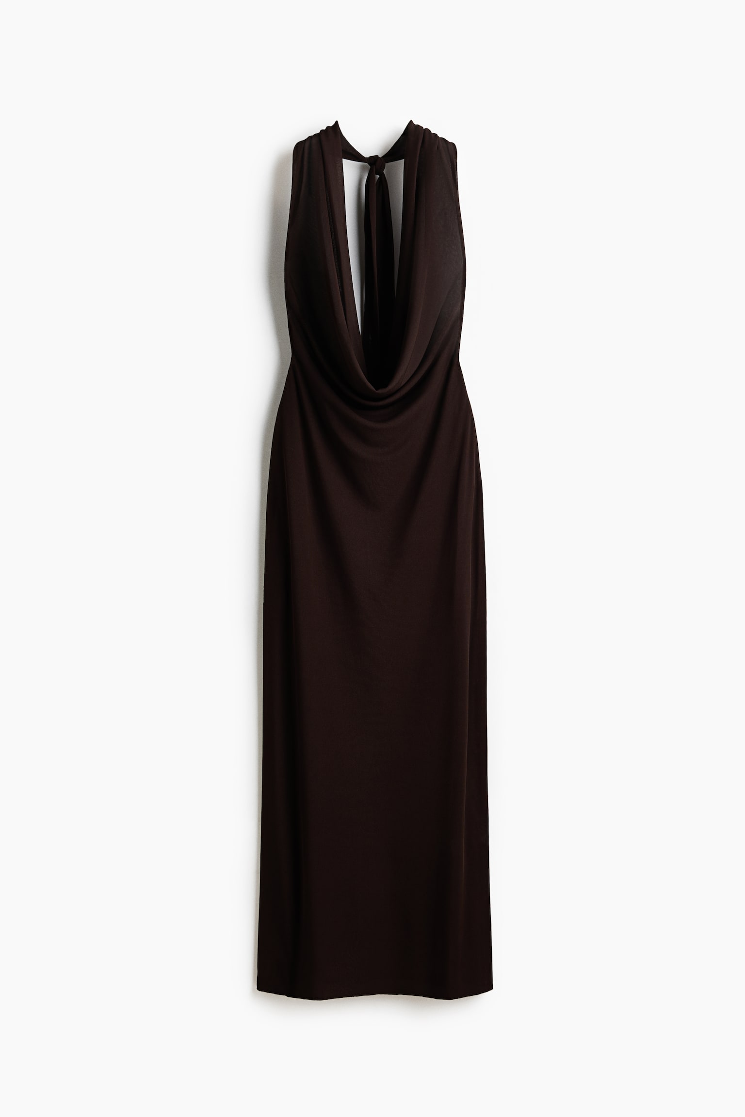 Vestido maxi con escote drapeado - Café oscuro - 2