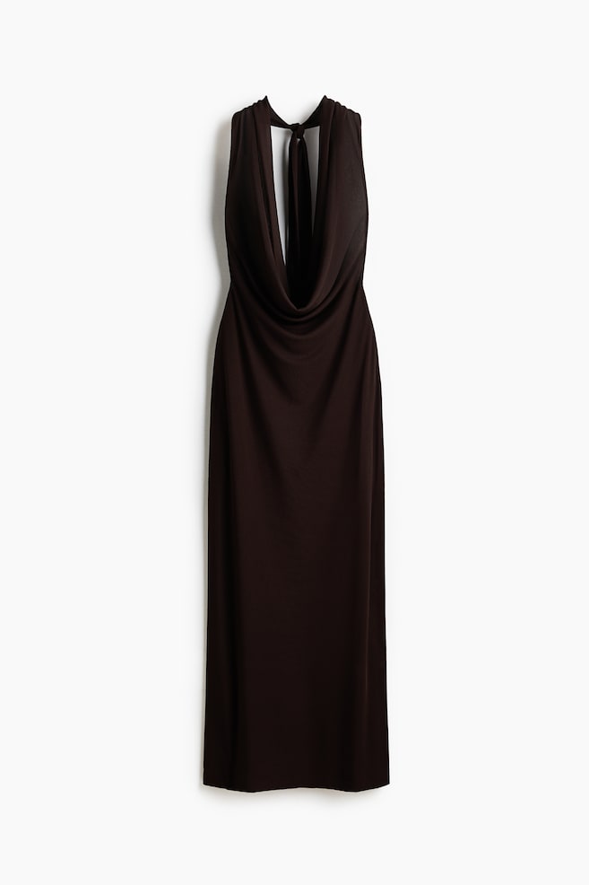Cowl-neck maxi dress - Dark brown - 1