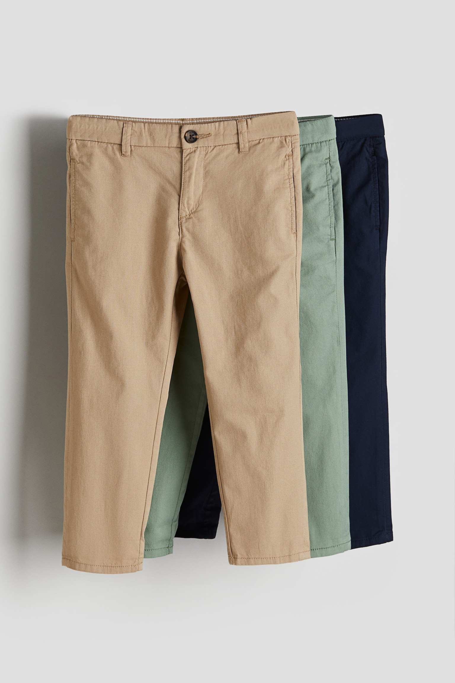 3-pack Cotton Twill Chinos - Beige/Navy blue - 1