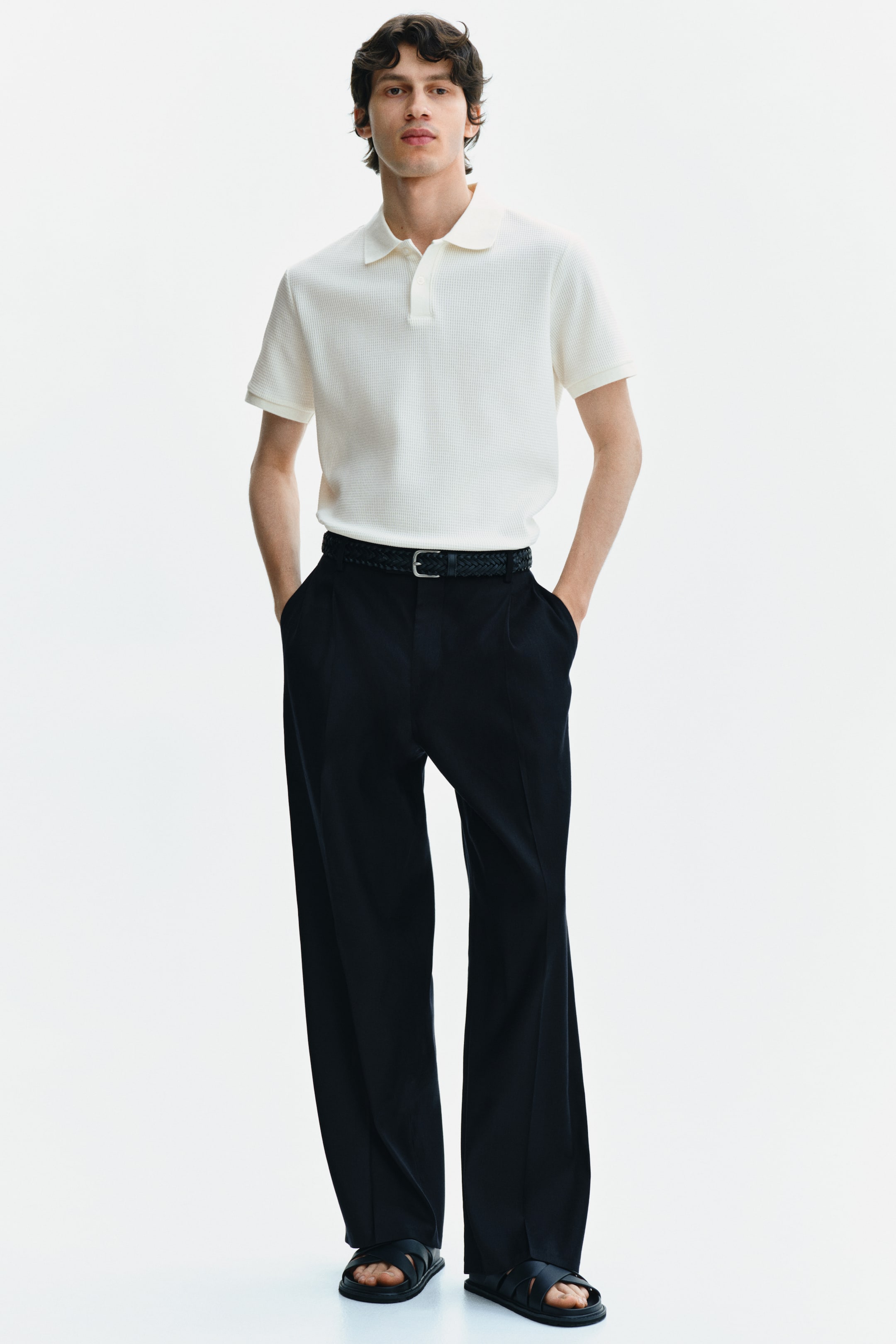 Slim-Fit Waffle-Knit Polo Shirt