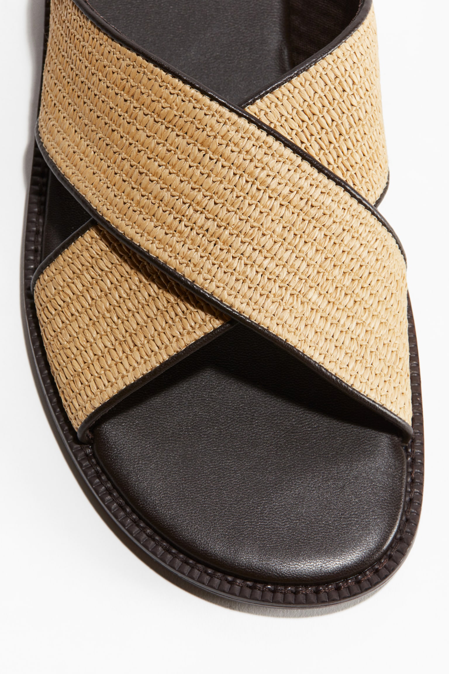 Crossover Strap Sandals - Beige - 4