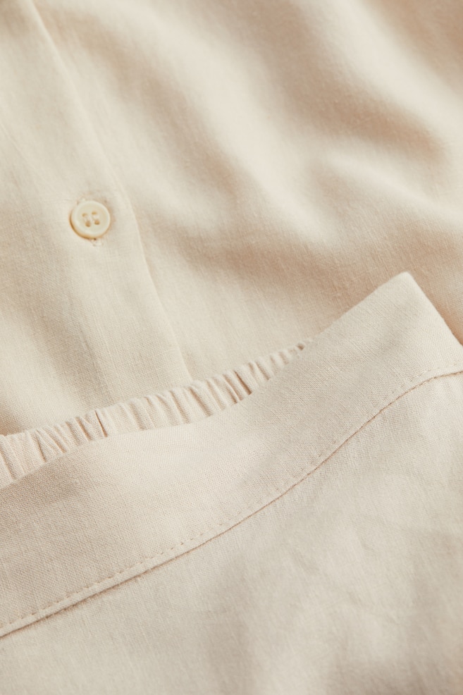 Linen-blend pyjamas - Light beige/Black - 6