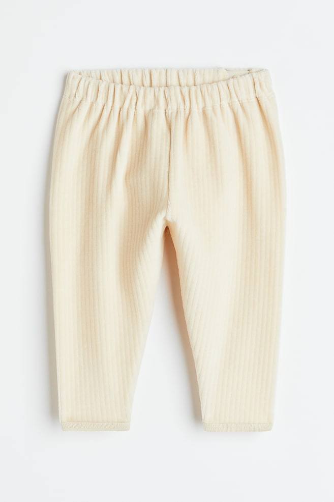 Ribbed velour joggers - Natural white