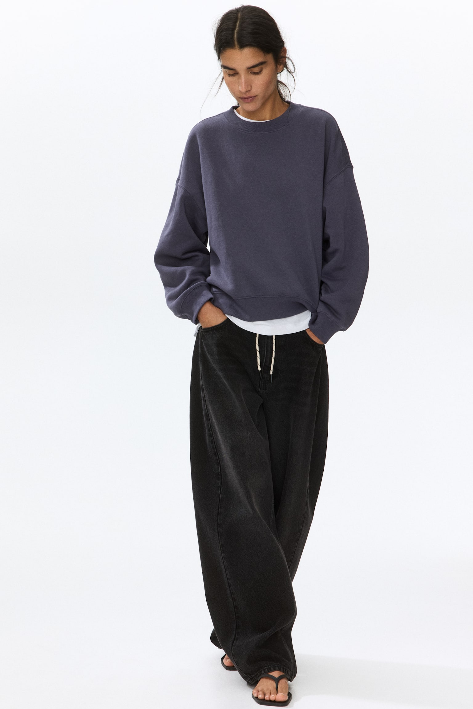 Женская толстовка H&M Loose-Fit, цвет: Тёмный фиолетовый — фото 3