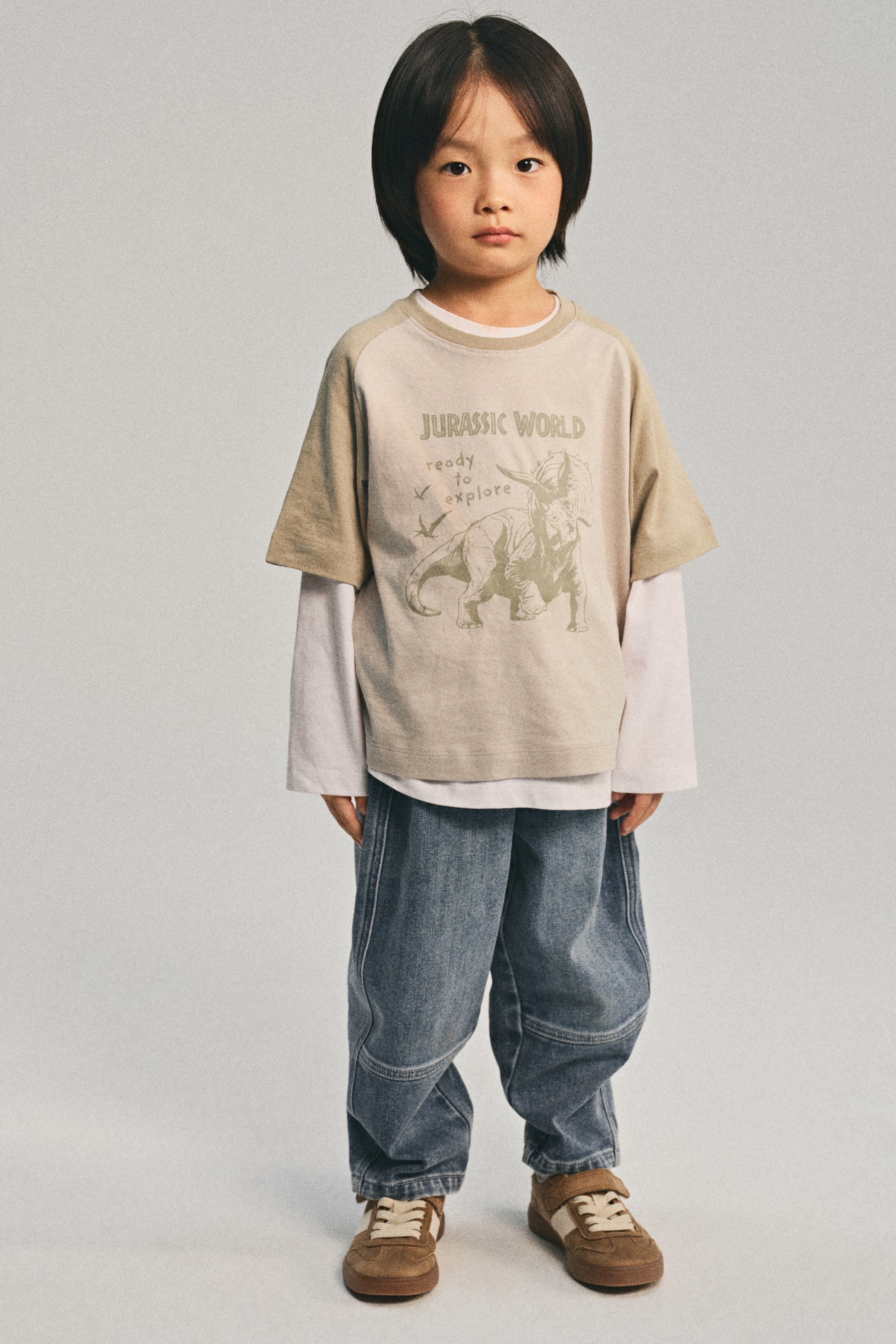 View larger image: Print-motif cotton T-shirt - Beige/Jurassic World - Kids | H&M SG 2