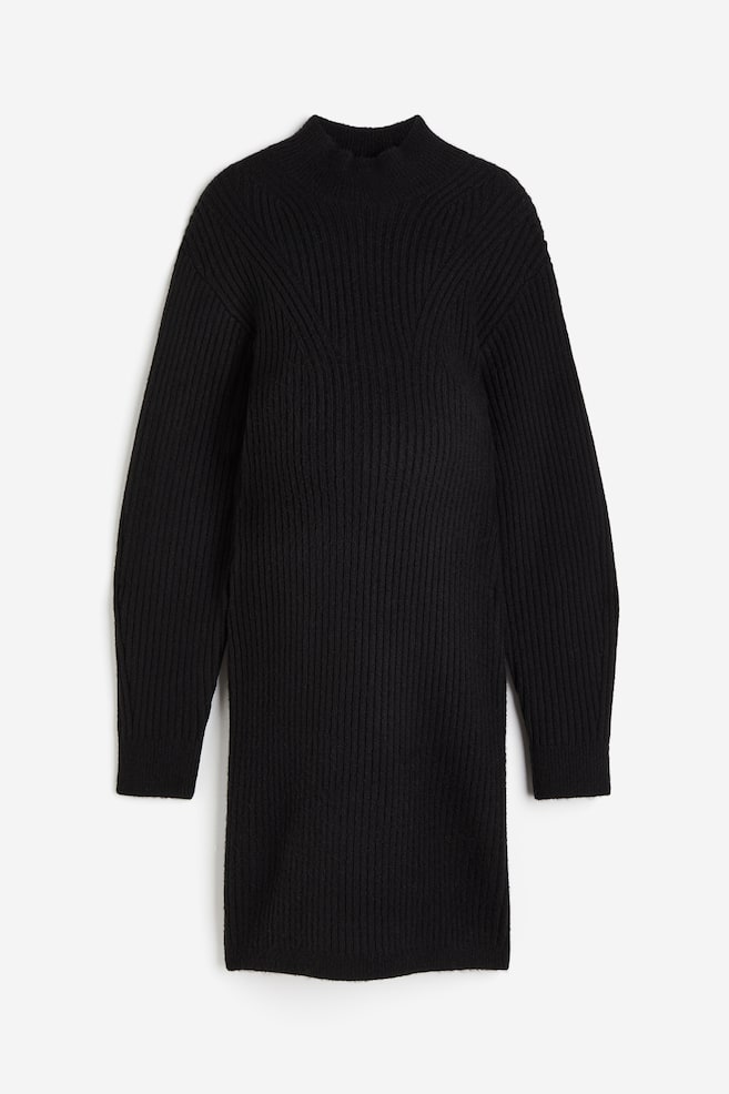 MAMA Rib-knit turtleneck dress - Black - 2