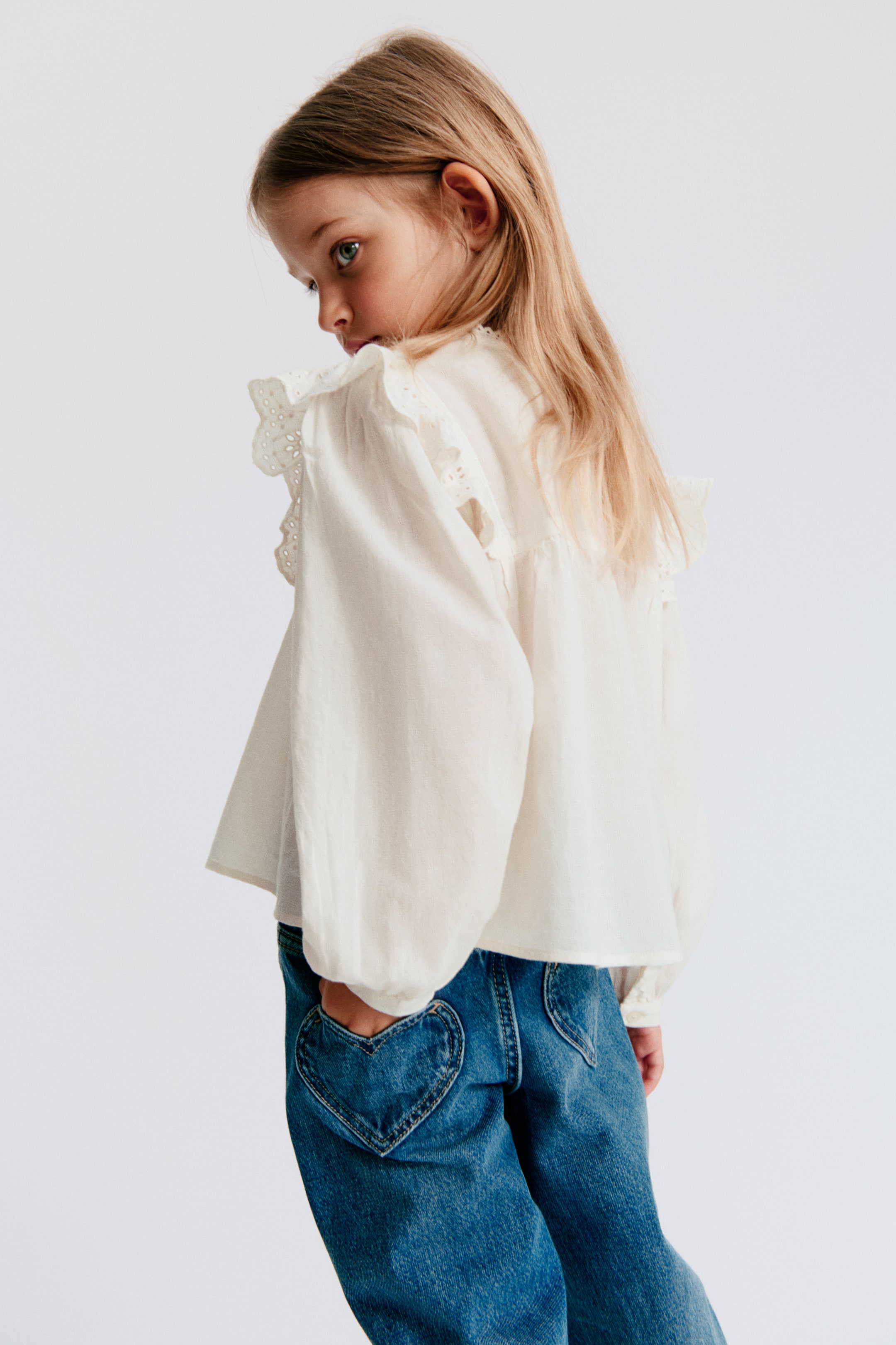 Детские блузки H&M Ruffle-Trimmed Cotton Blouse — фото 4