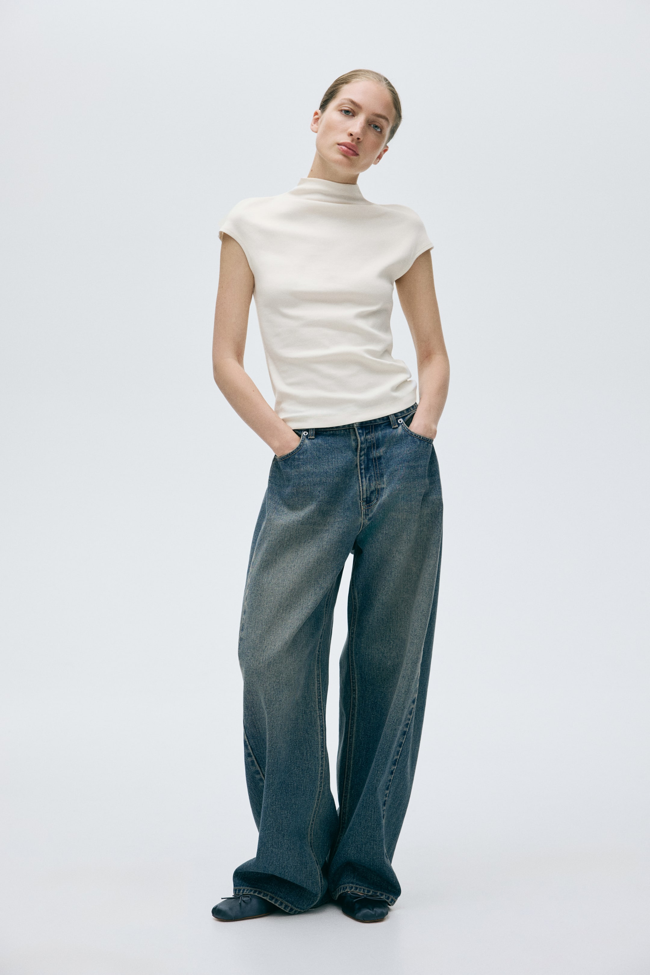 Stand-Up Collar Jersey Top