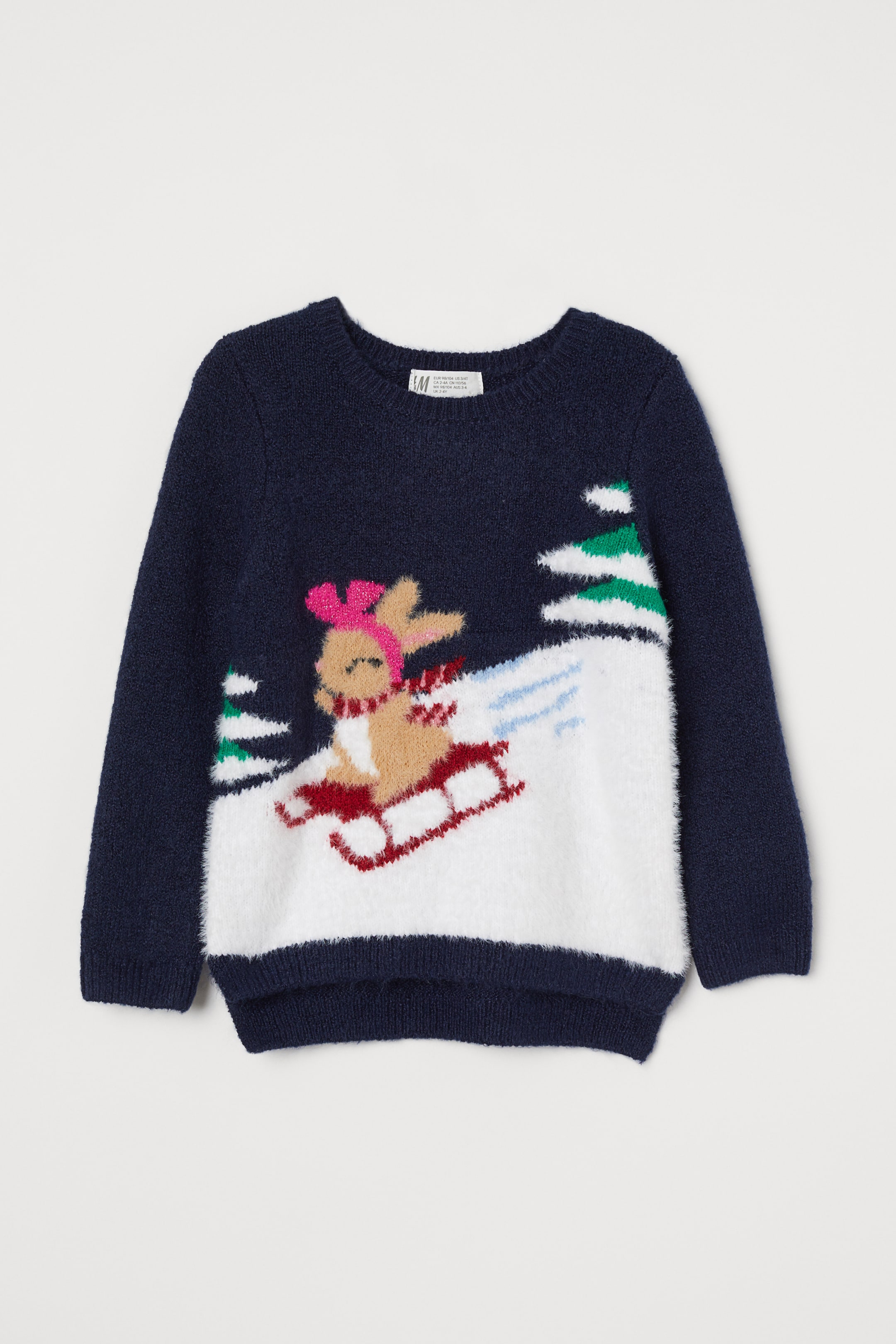 Jacquard-knit Sweater - Navy blue/hare - Kids | H&M US