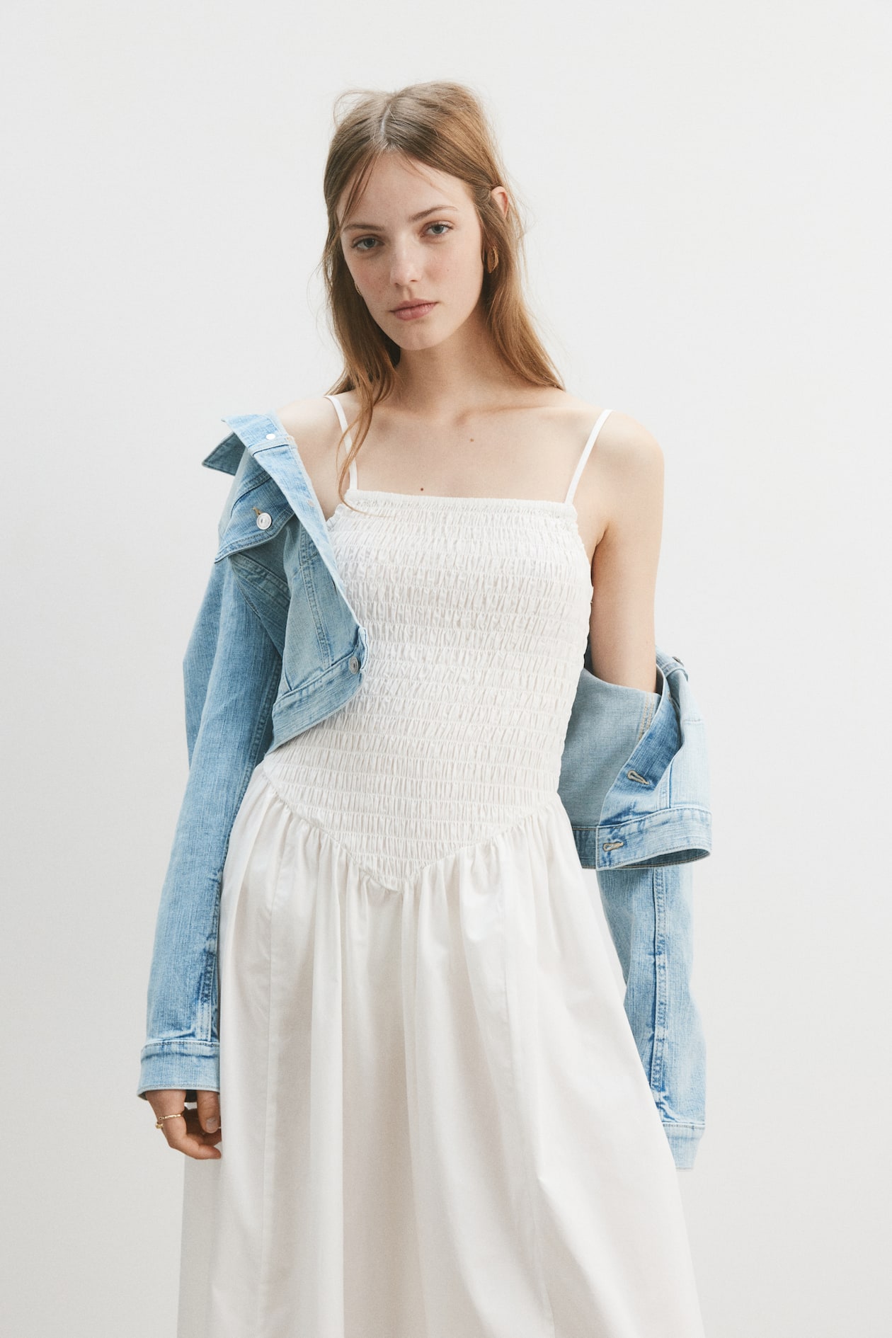 Smocked Dress with Flared Skirt - image 3