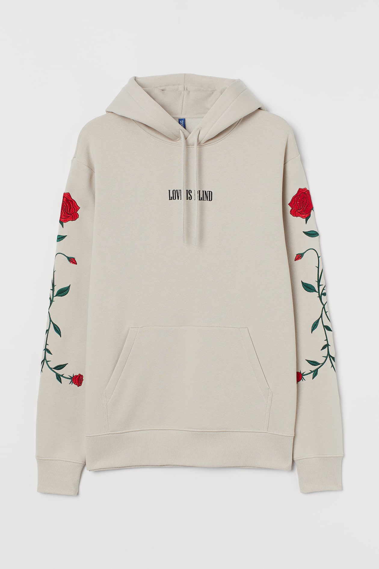 Patterned hooded top Light greige/Roses Men H&M HK