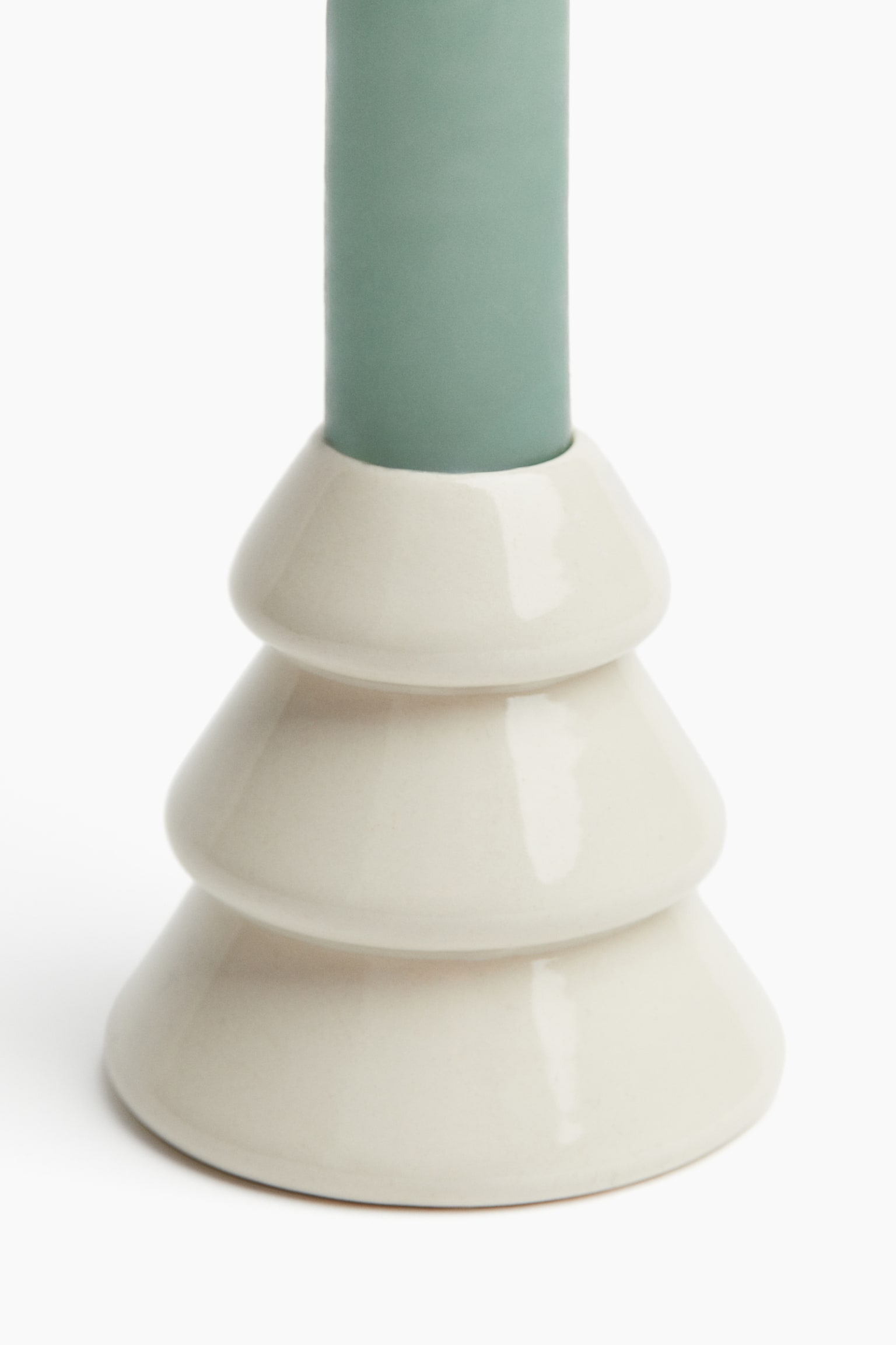 Stoneware candlestick - White - 3