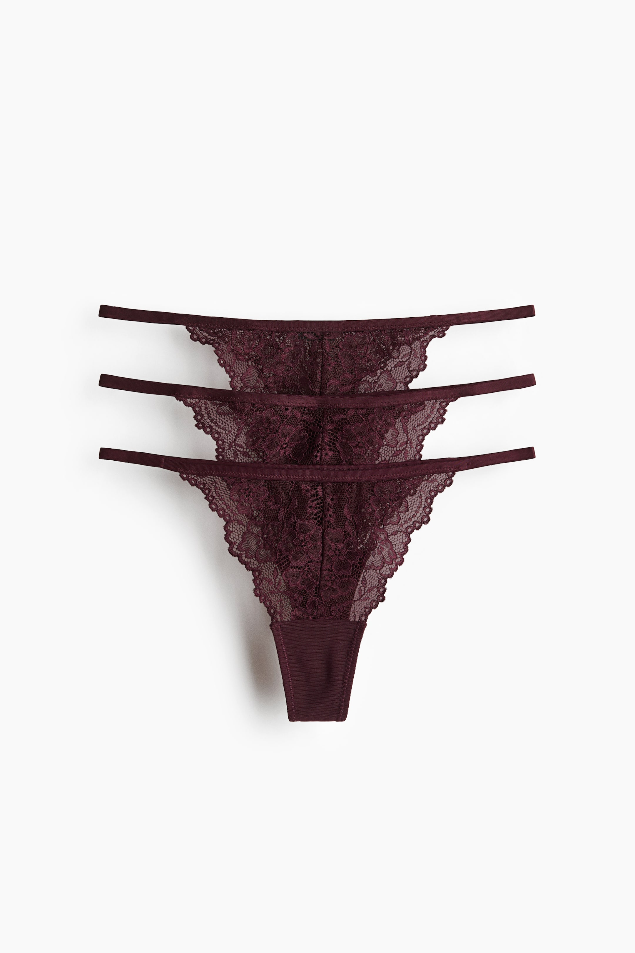 Visa större bild: 3-pack trosa tanga thong i spets - Vinröd - DAM | H&M FI 1