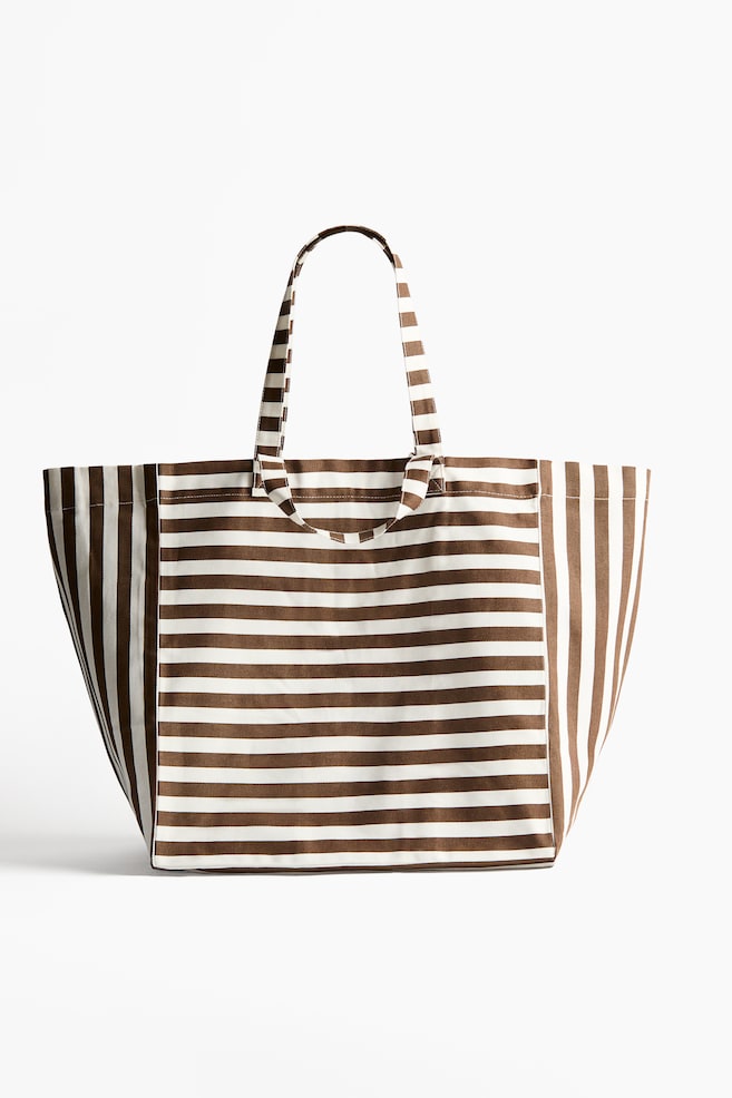 Cotton canvas beach bag - Brown/White striped/Beige/Striped/Green/Striped/Blue/Striped/Yellow/Striped - 1