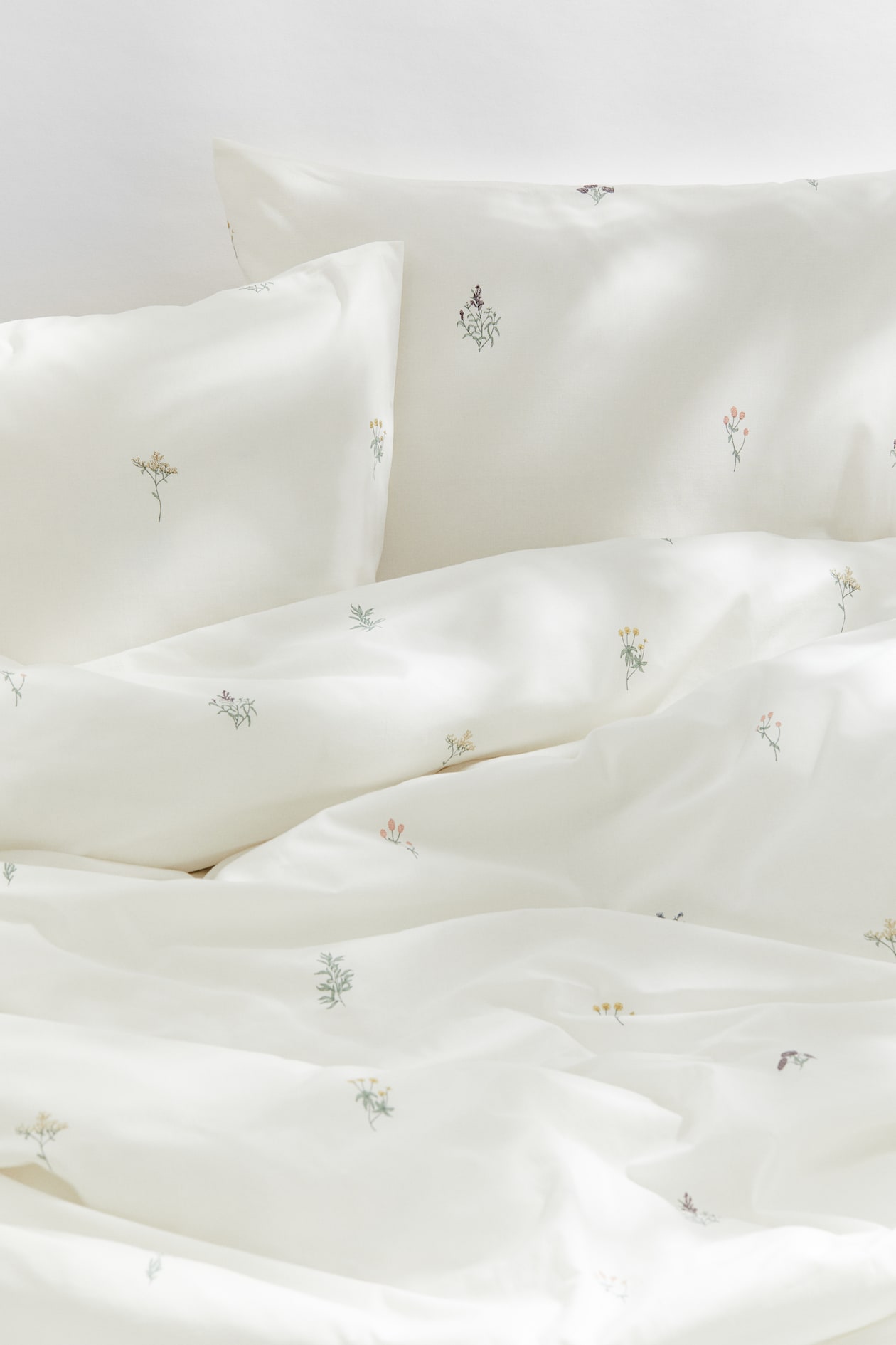Parure de couette lit double en coton - Blanc/fleuri - Home All | H&M FR