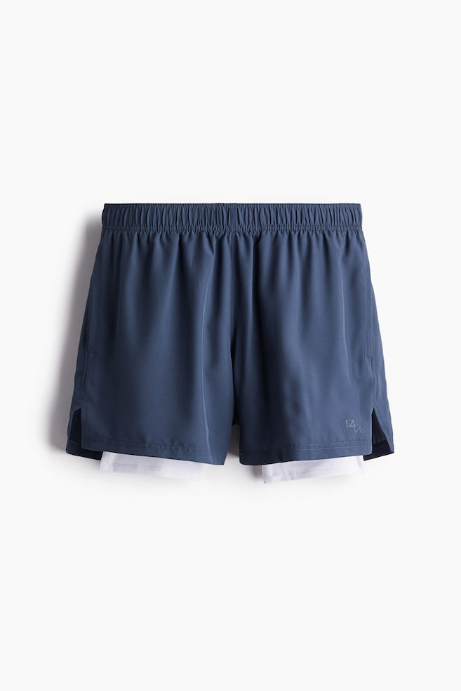 Double-layered sports shorts with DryMove™ - Navy blue/Black/Dark grey/Dark green/Patterned - 1