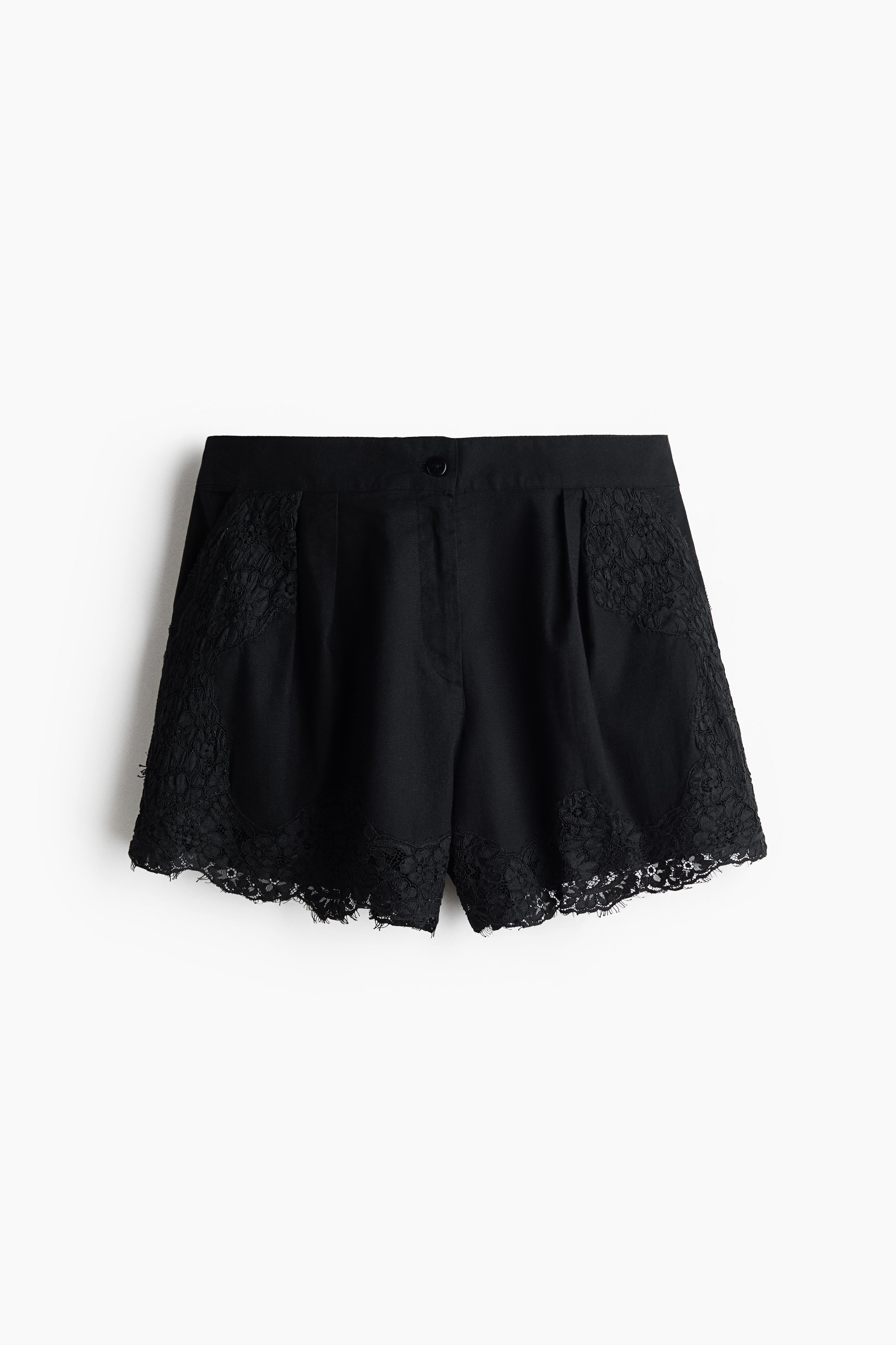 Lace-detail shorts - Black
