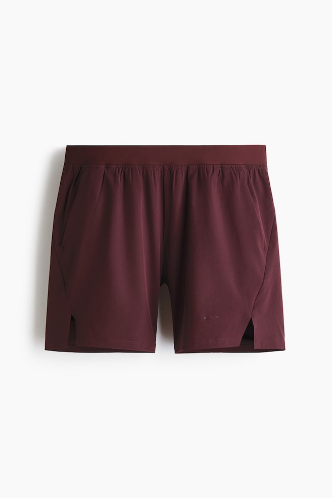 Mid-Length Sports Shorts with DryMove™ - Burgundy/Black/Dark brown/Light beige - 1
