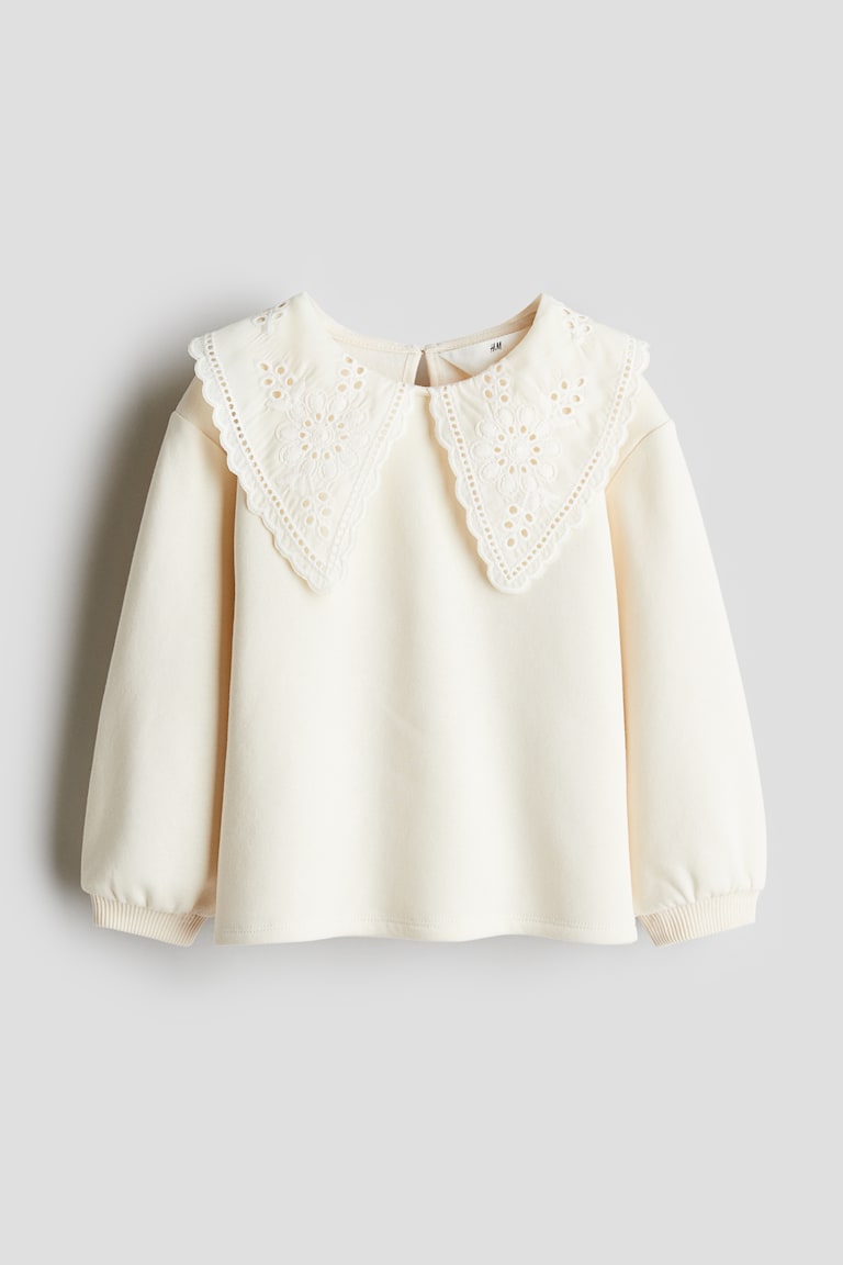Sweatshirt with Peter Pan Collar Cream Kids H&M US