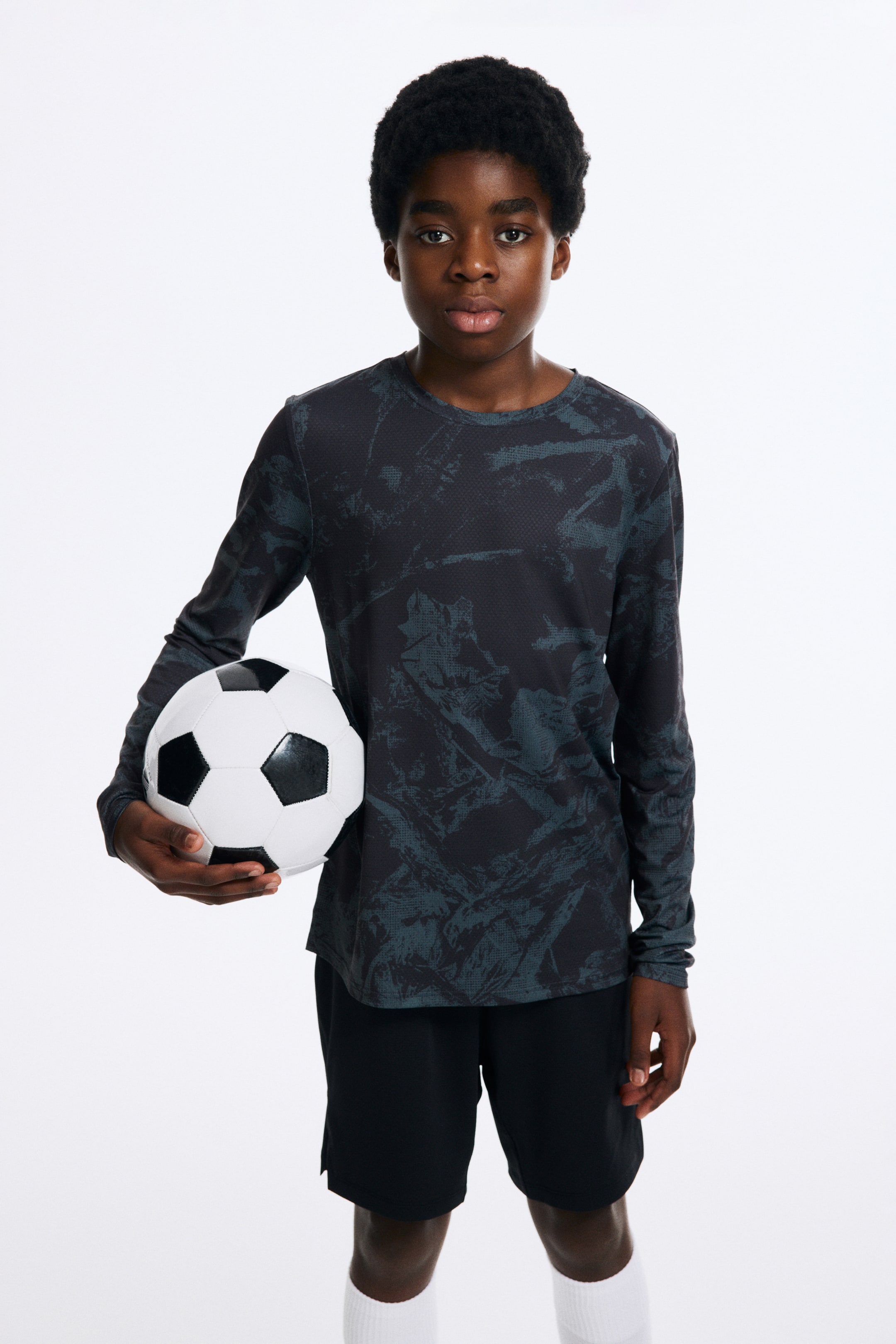 Größeres Bild anzeigen: Langarm-Sportshirt mit DryMove™ - Blaugrün/Gemustert - Kids | H&M AT 1