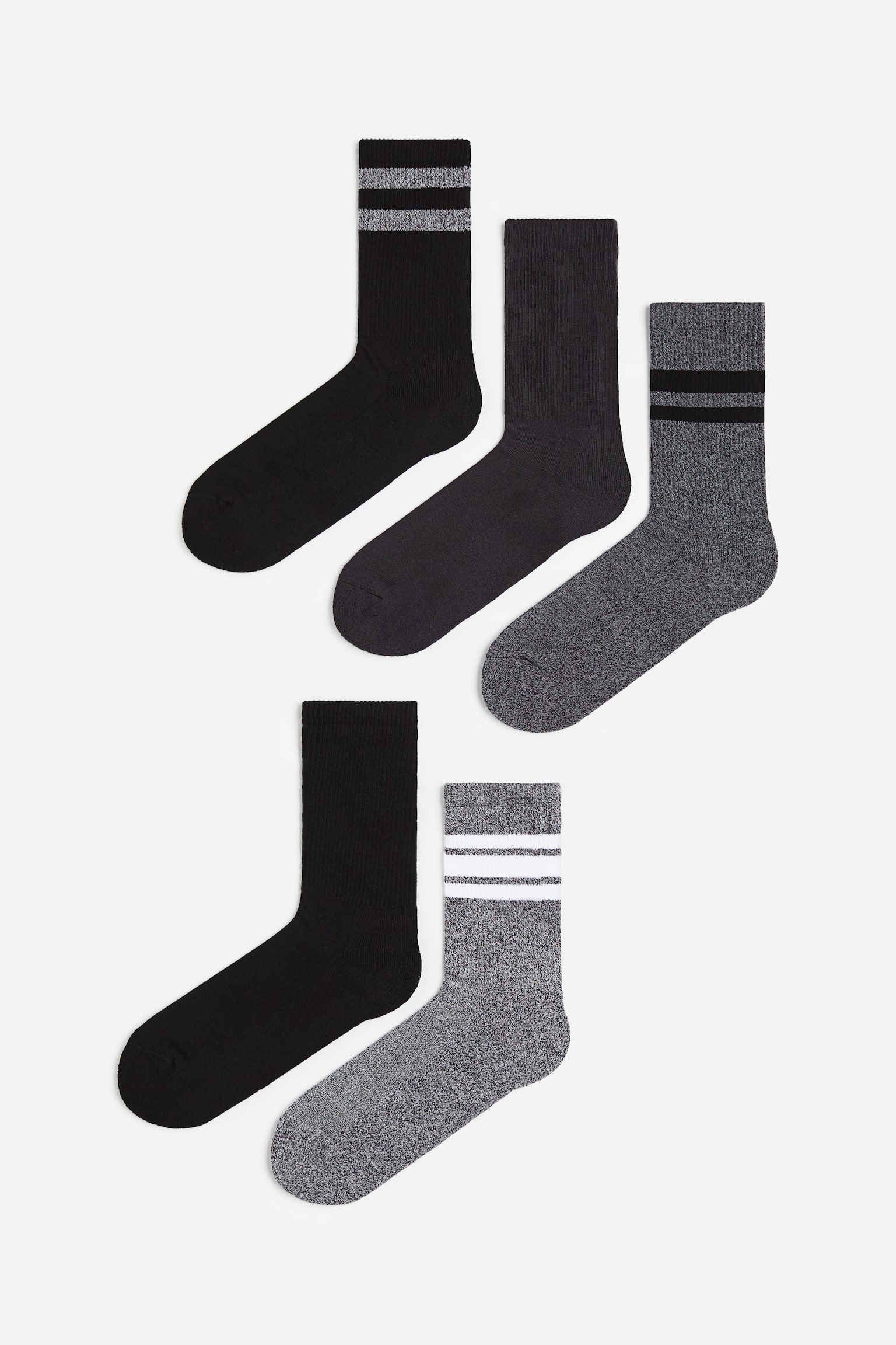 5-pack Socks - Dark grey marle/White/Grey/Beige/Navy blue/Black/Grey/White/Green/Beige/White/Mustard yellow/Dark grey - 1