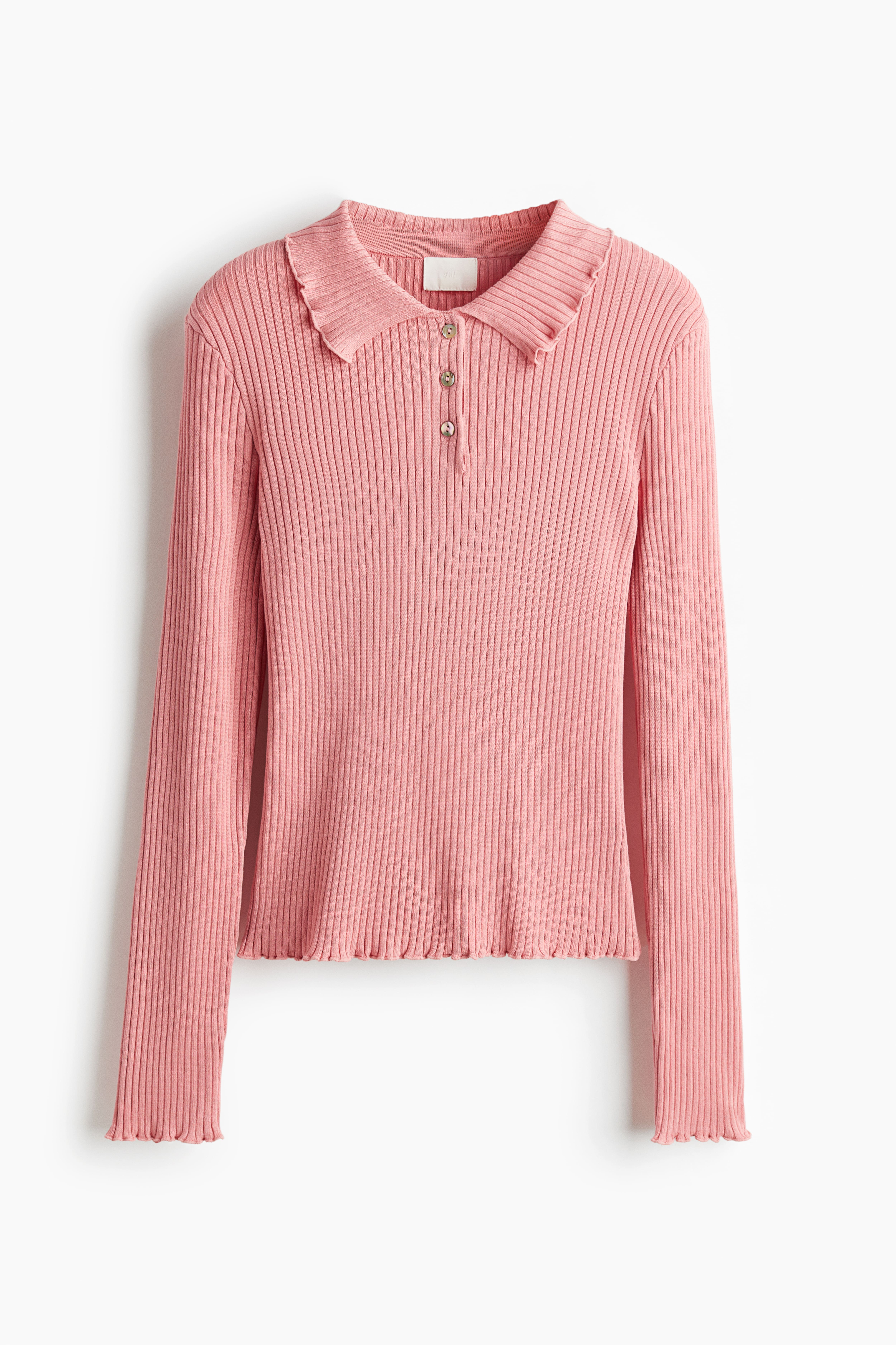 Chandail style polo en tricot côtelé