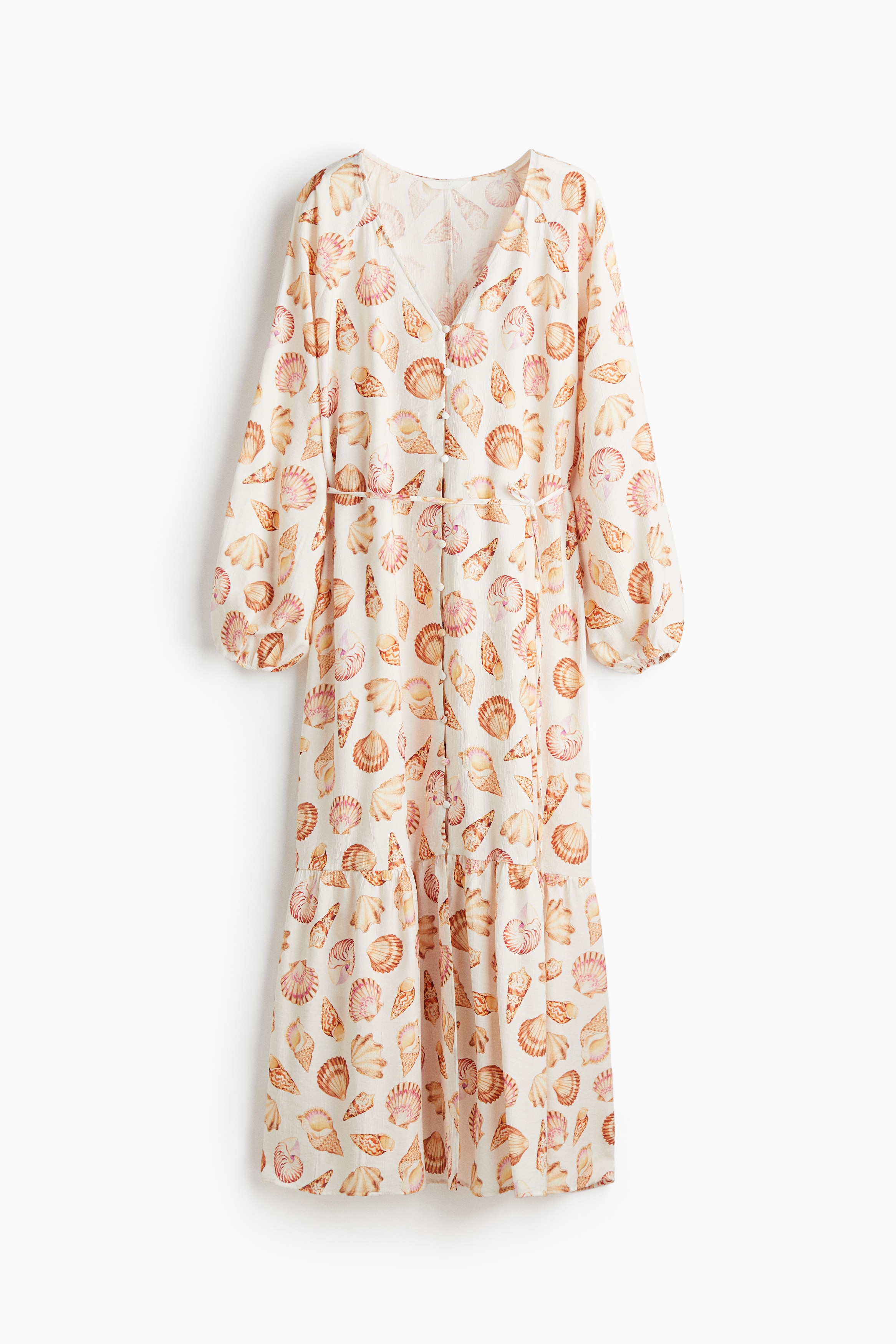 Κρεπ φόρεμα με δετή ζώνη - Κρεμ/κοχύλια/Λευκό/λεμόνια/Σάπιο μήλο/μοτίβο/Λευκό/φλοράλ/Κρεμ/μαύρο/μοτίβο/Πράσινο/μοτίβο/Κίτρινο/μοτίβο