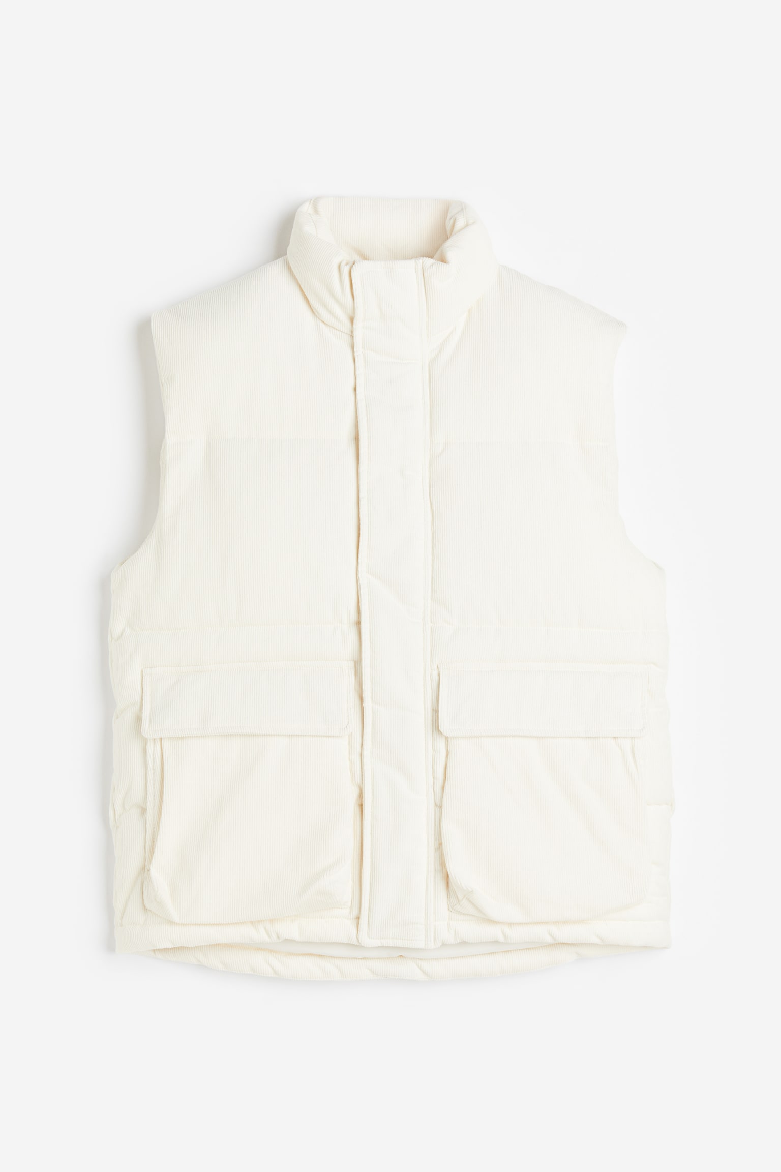 Corduroy puffer gilet - Cream - 1