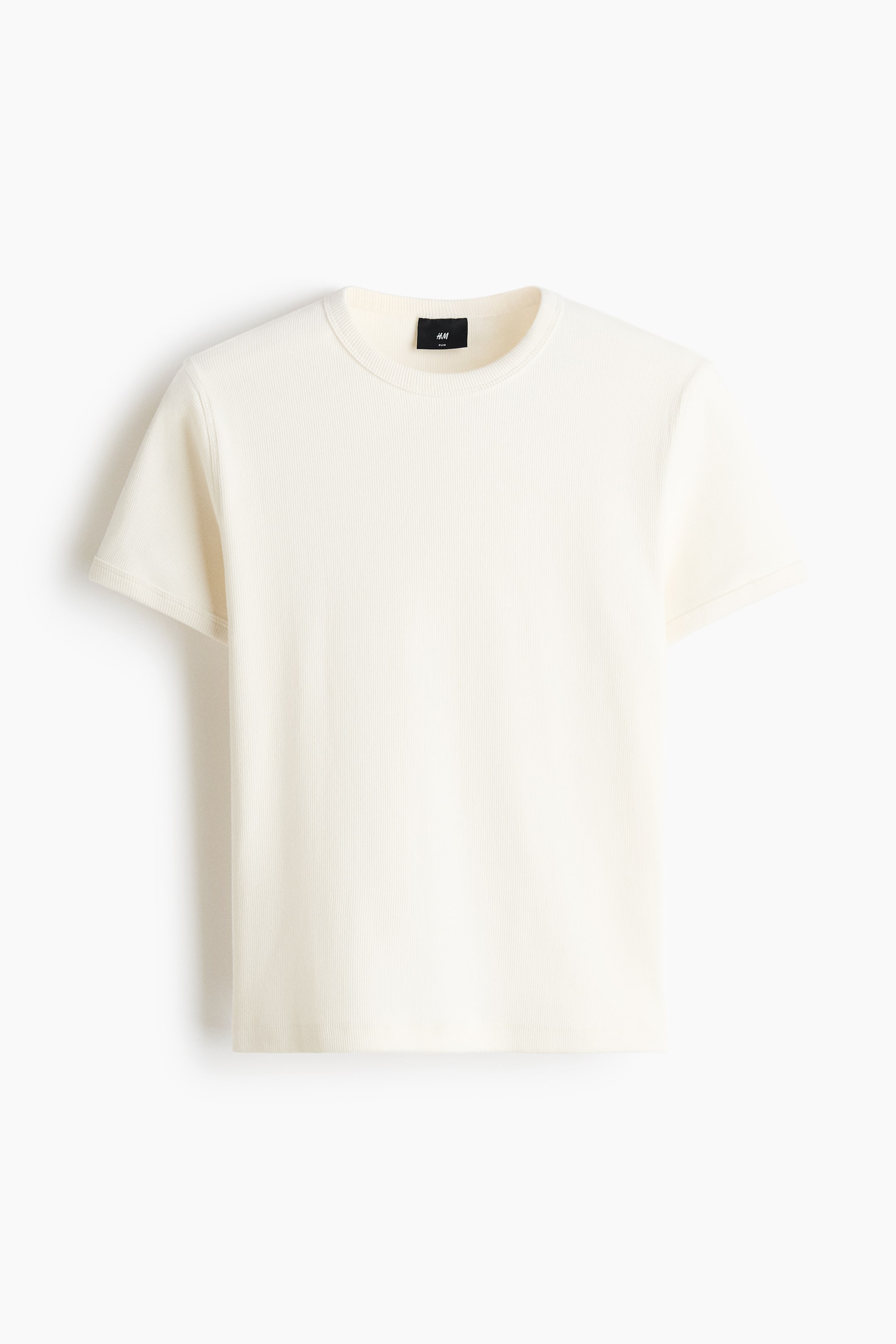 View larger image: Slim Fit Ribbed T-shirt - Cream - Men | H&M 1