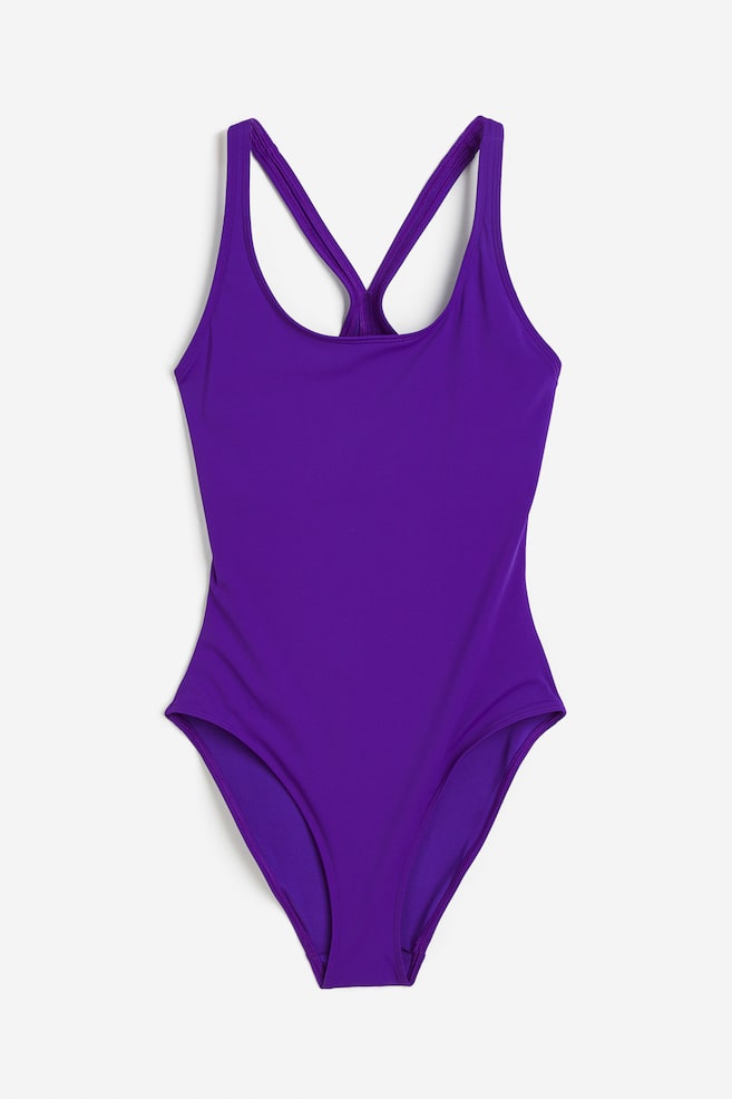 Sports swimsuit - Dark purple/Black/Dark khaki green - 2