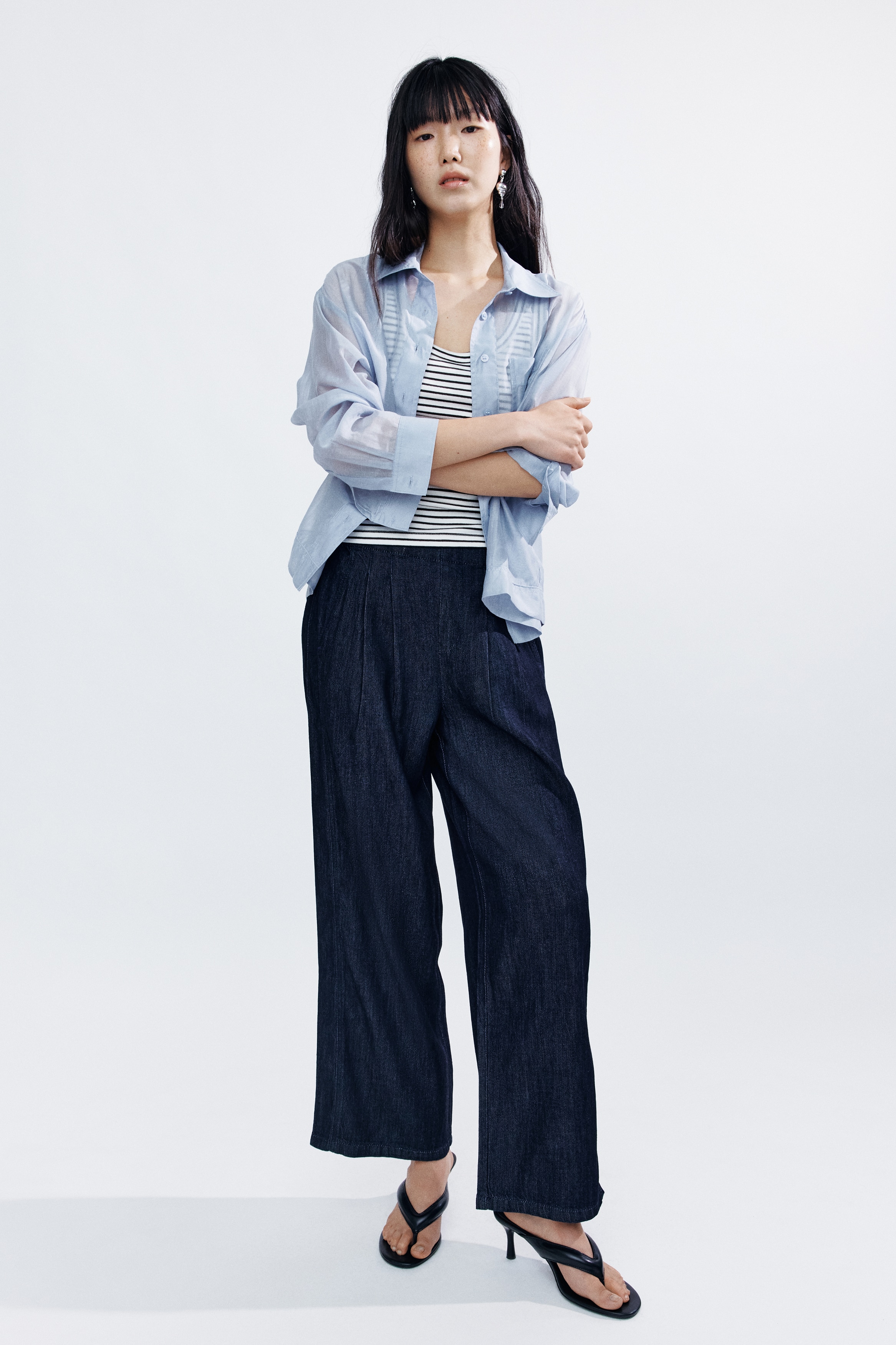 Denim Pull-On Pants - Dark denim blue
