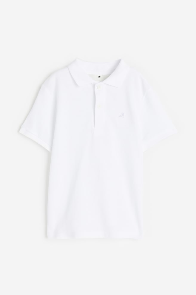 Poloshirt aus Baumwollpikee - Weiß/Hellblau/Graumeliert/Schwarz/Türkis/Knallrot/Orange - 1