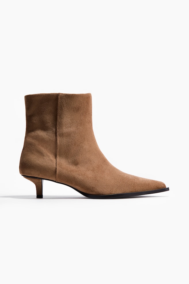 Pointed-Toe Ankle Boots - Dark beige - 1