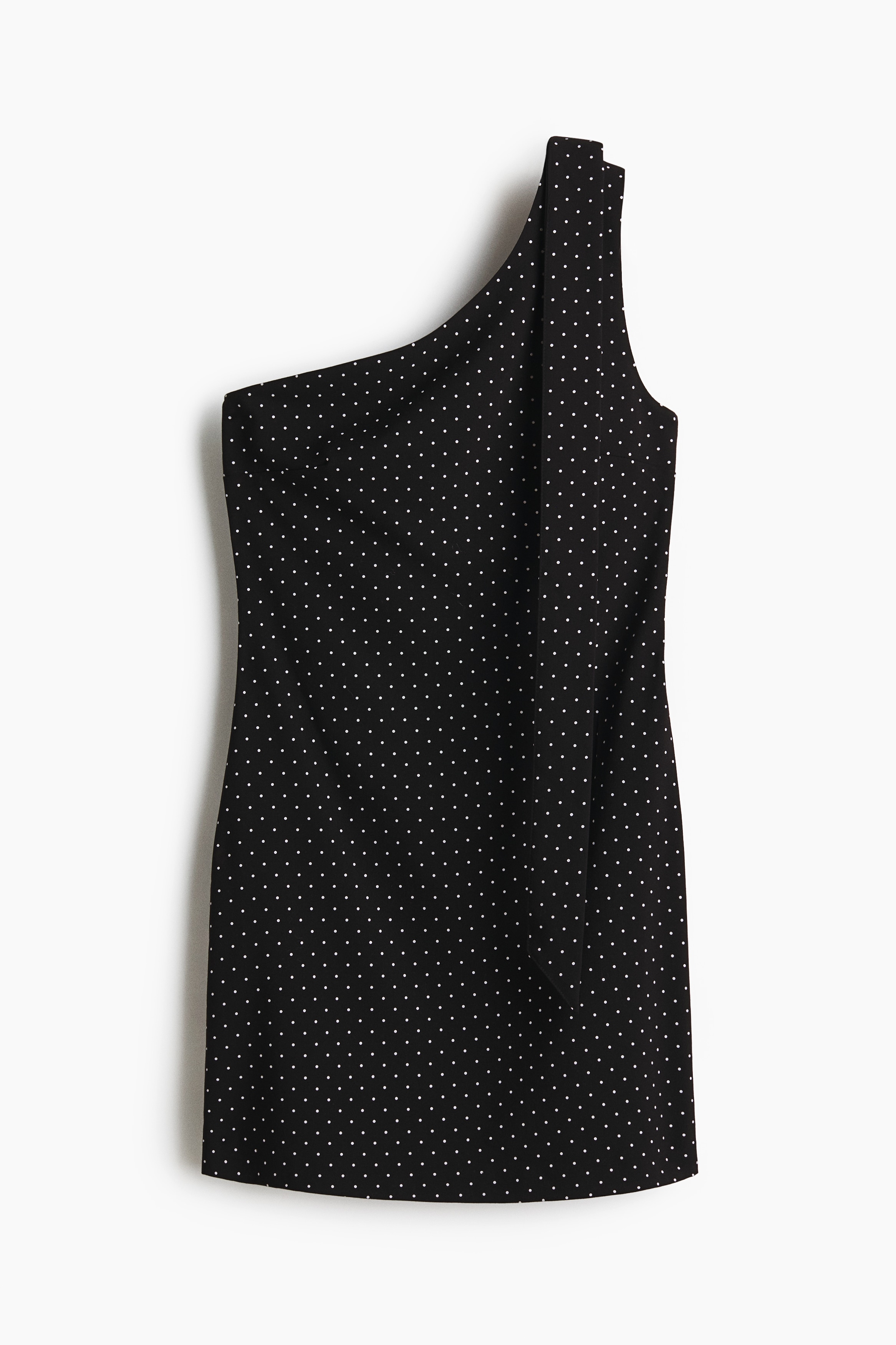 One-Shoulder Dress - Black/dotted