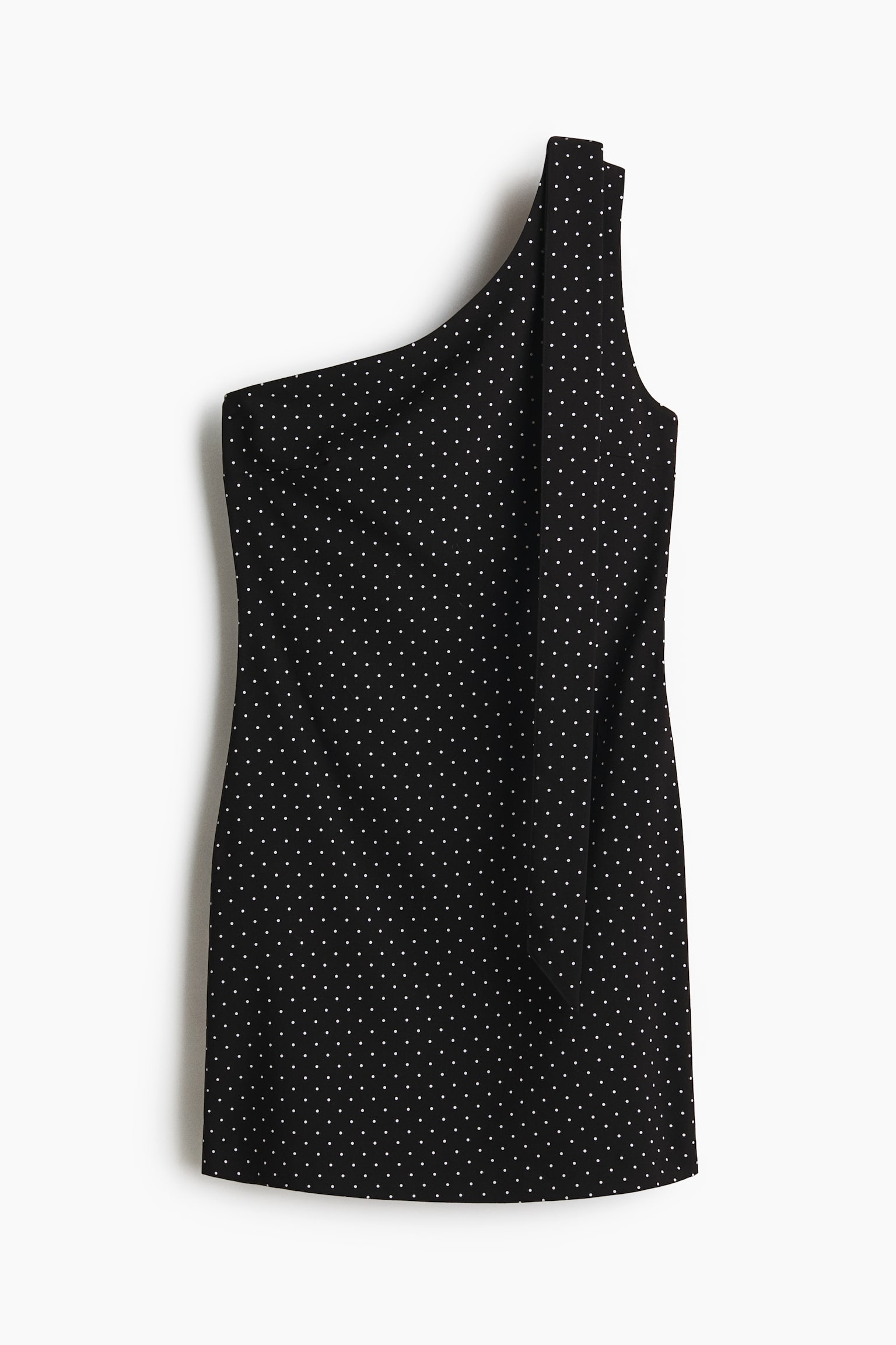 One-shoulder dress - Black/Spotted - 1