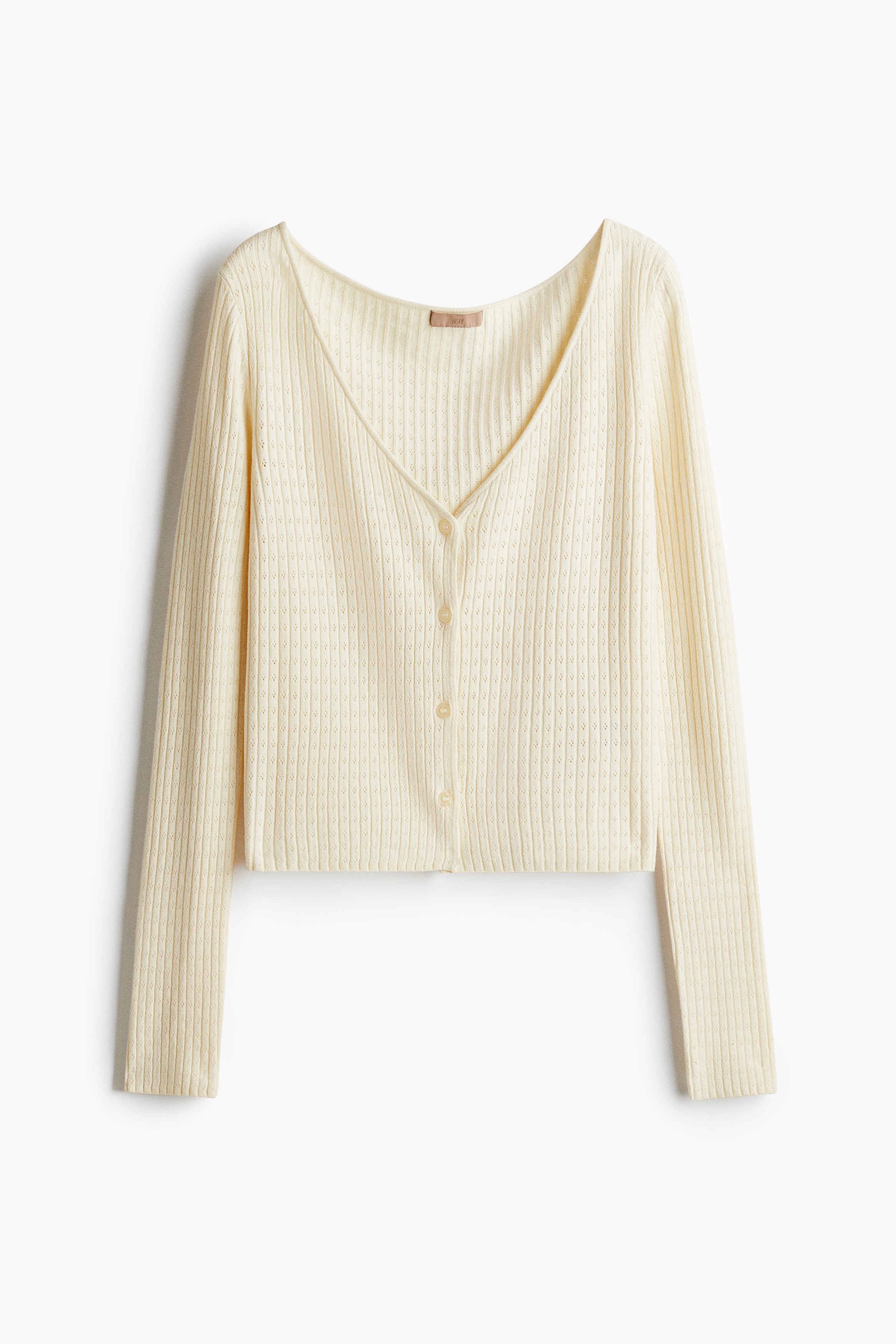 Pointellestrikket cardigan - Cream