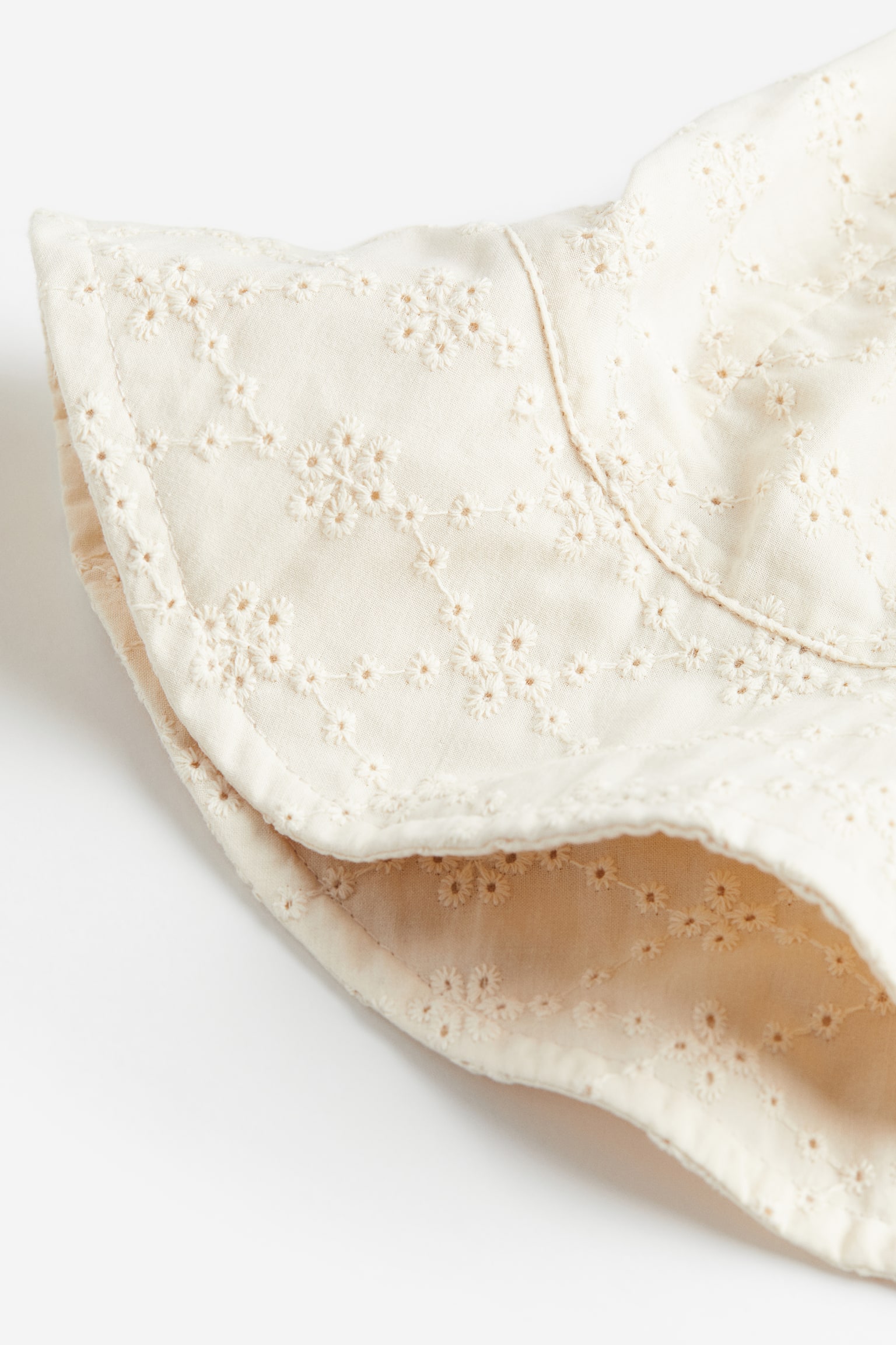 Gorro para el sol en bordado inglés - Crema - 2