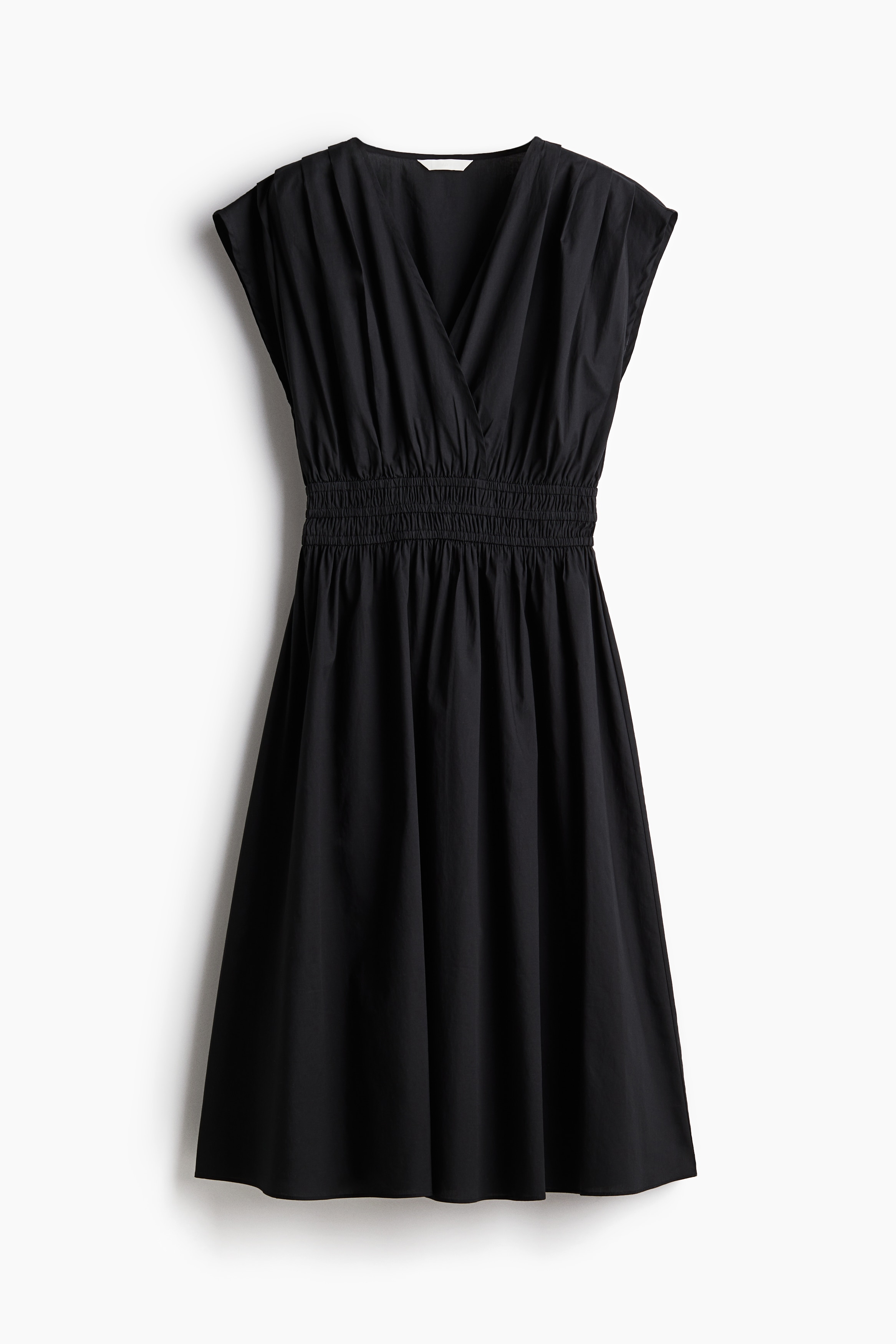 Robe en coton à taille nid d'abeille - Noir