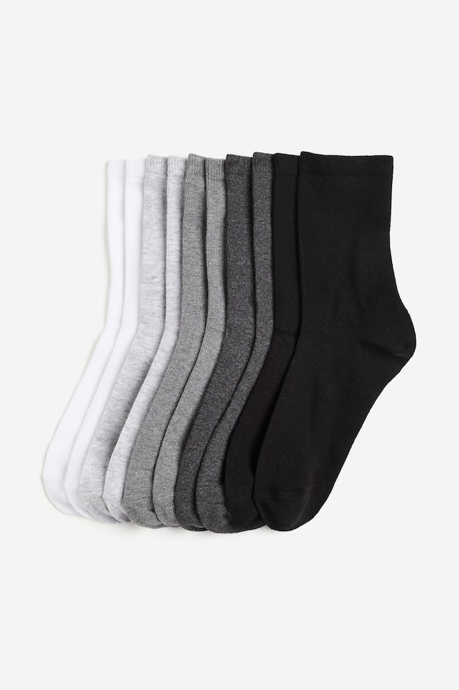 10-pack socks - Black/Grey/White/Black/White/White/Beige - 1