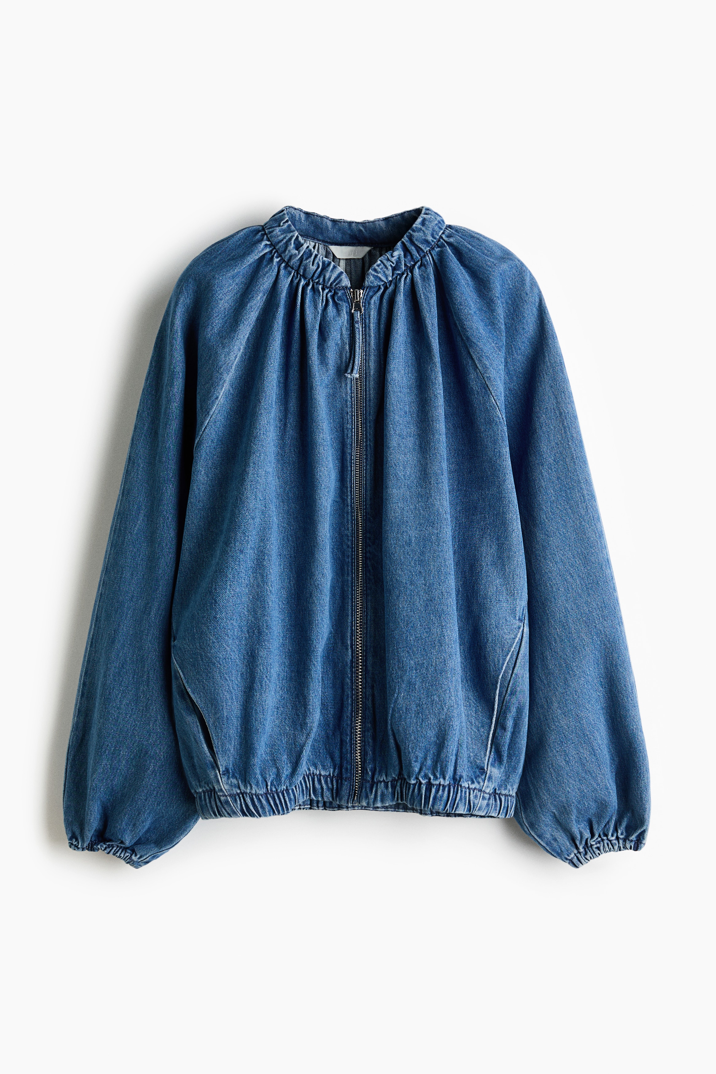Gathered bomber jacket - Denim blue/Bright red/Black/Brown