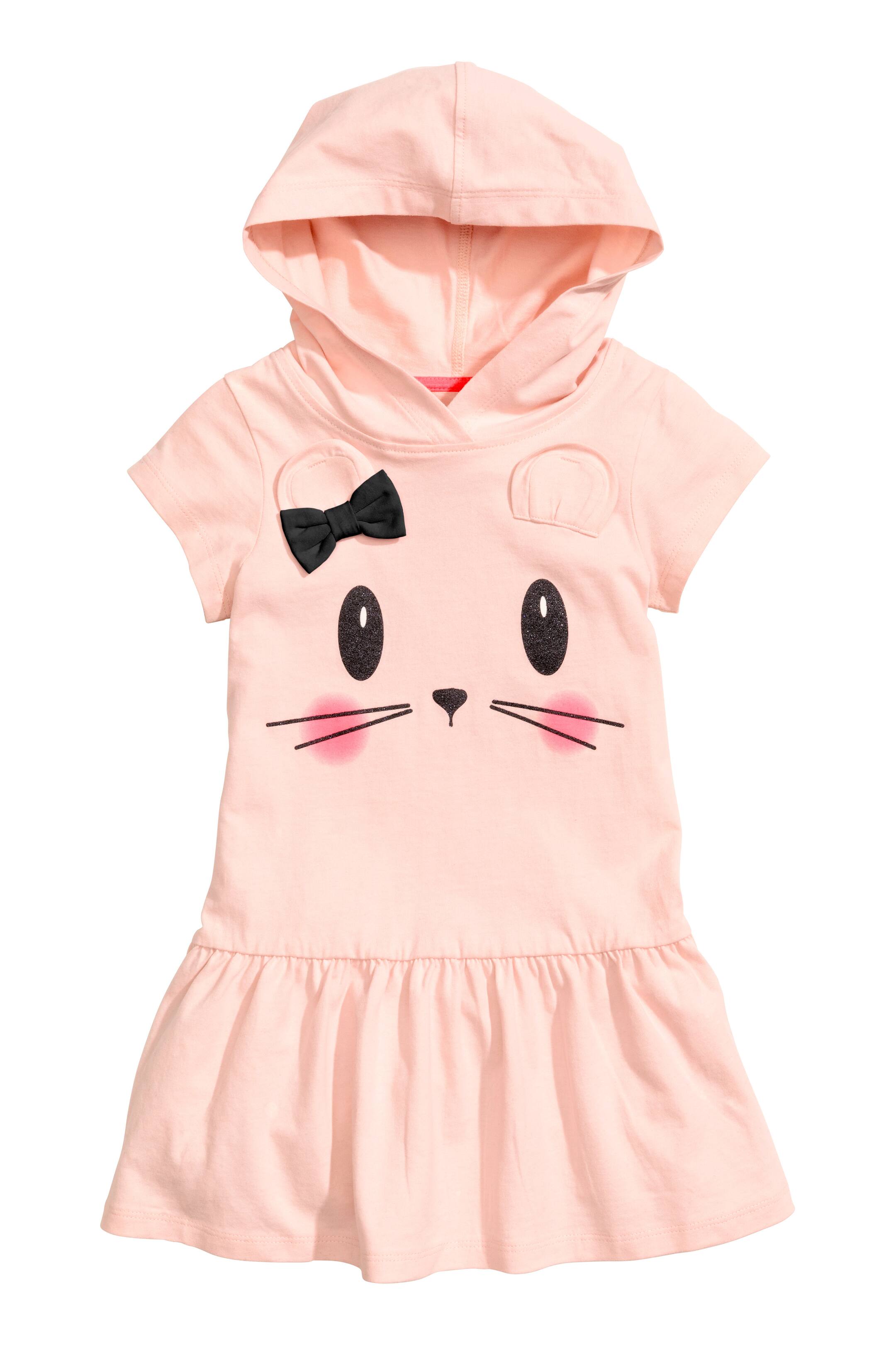 View larger image: Hooded jersey dress - Powder pink - Kids | H&M GB 1