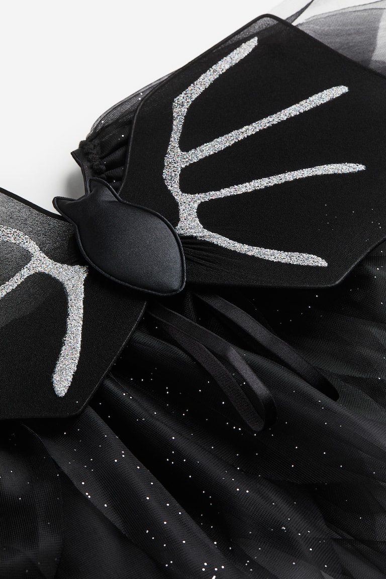 Halloween Bat Costume Set - Bat Wings, Tutu Skirt & Magic Wand For Dress Up