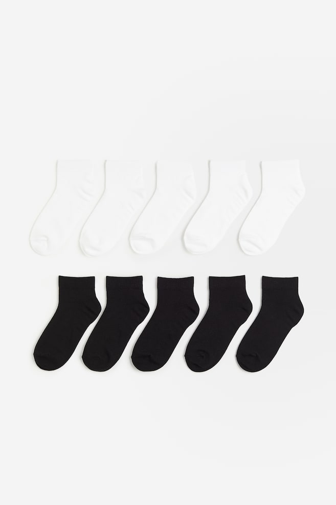 10-pack trainer socks - Black/White/Light blue/White/Light beige - 2