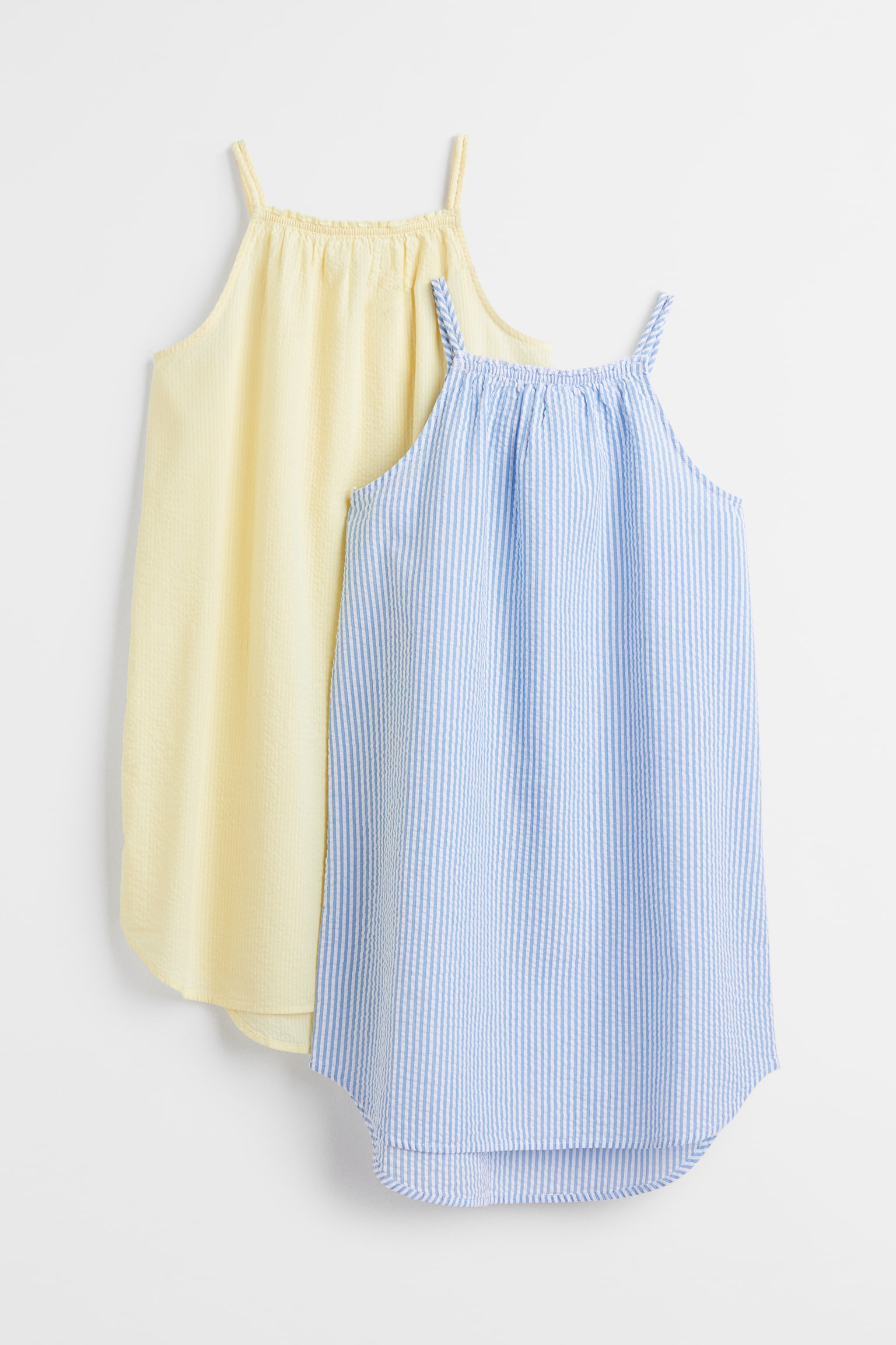 2-pack seersucker dresses - Light blue/Light yellow/Turquoise/Black - 1