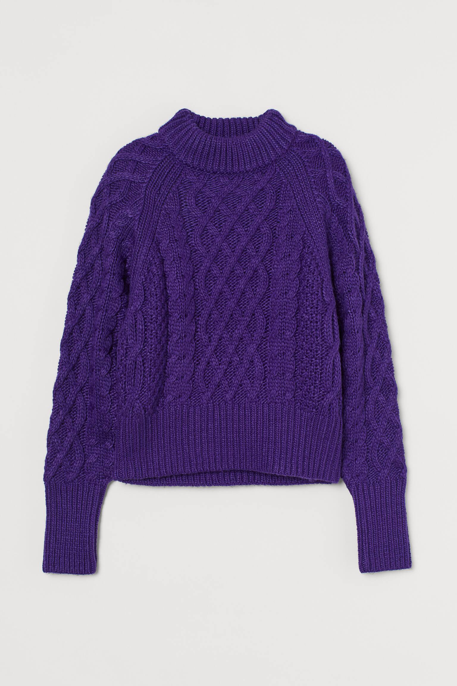 絞花針織套衫 - 紫色